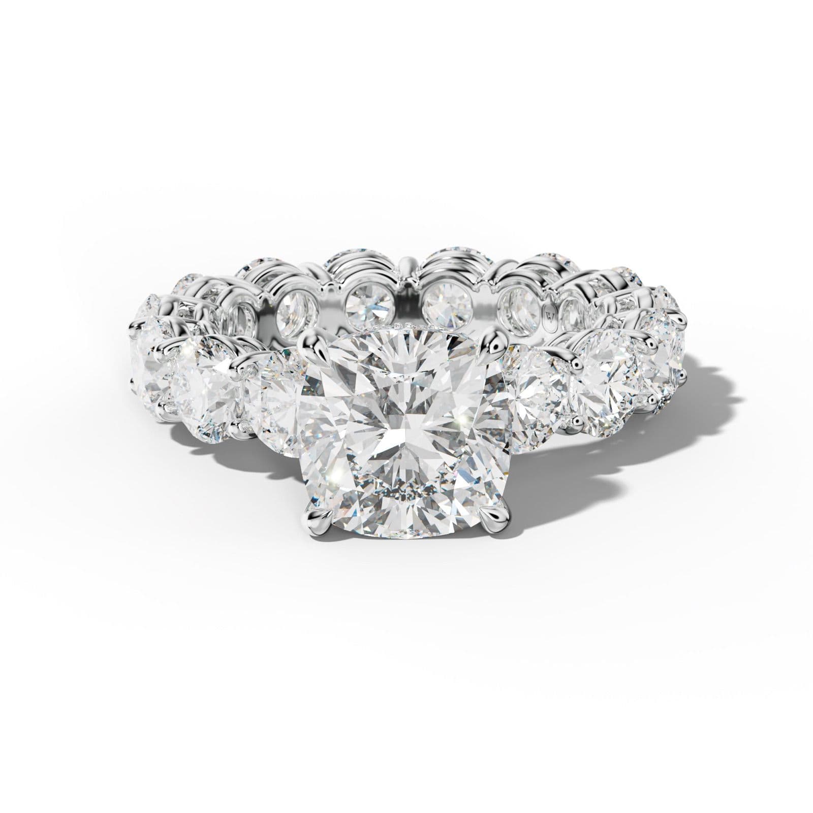 Maddie Cushion Diamond Engagement Ring With Round Side Stones