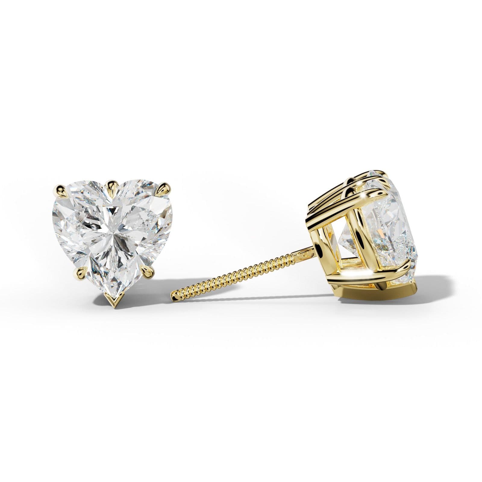 Heart Diamond Stud Earrings With V Prong Setting