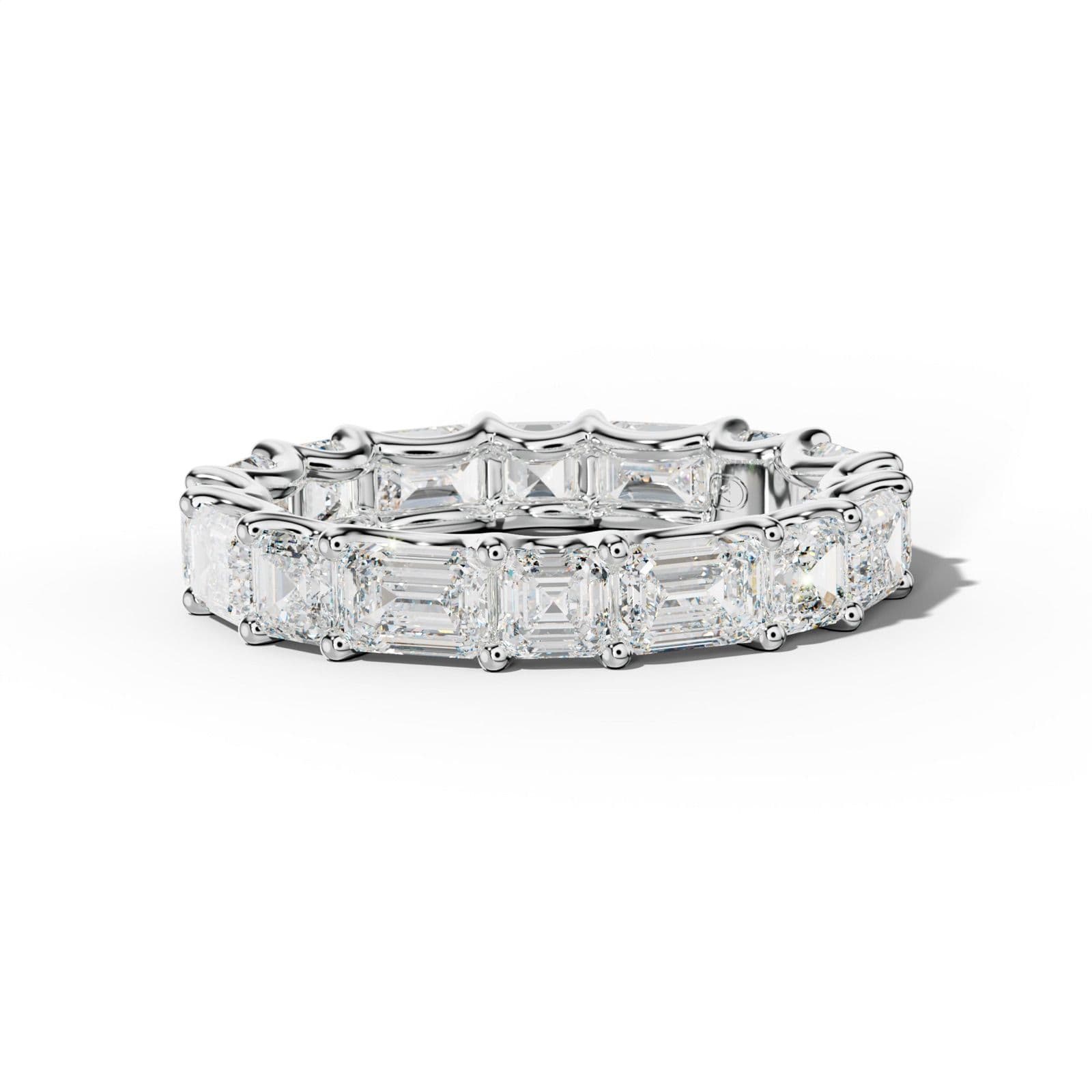 5.0 Carat East West Emerald and Asscher Diamond Eternity Band Shared Prong
