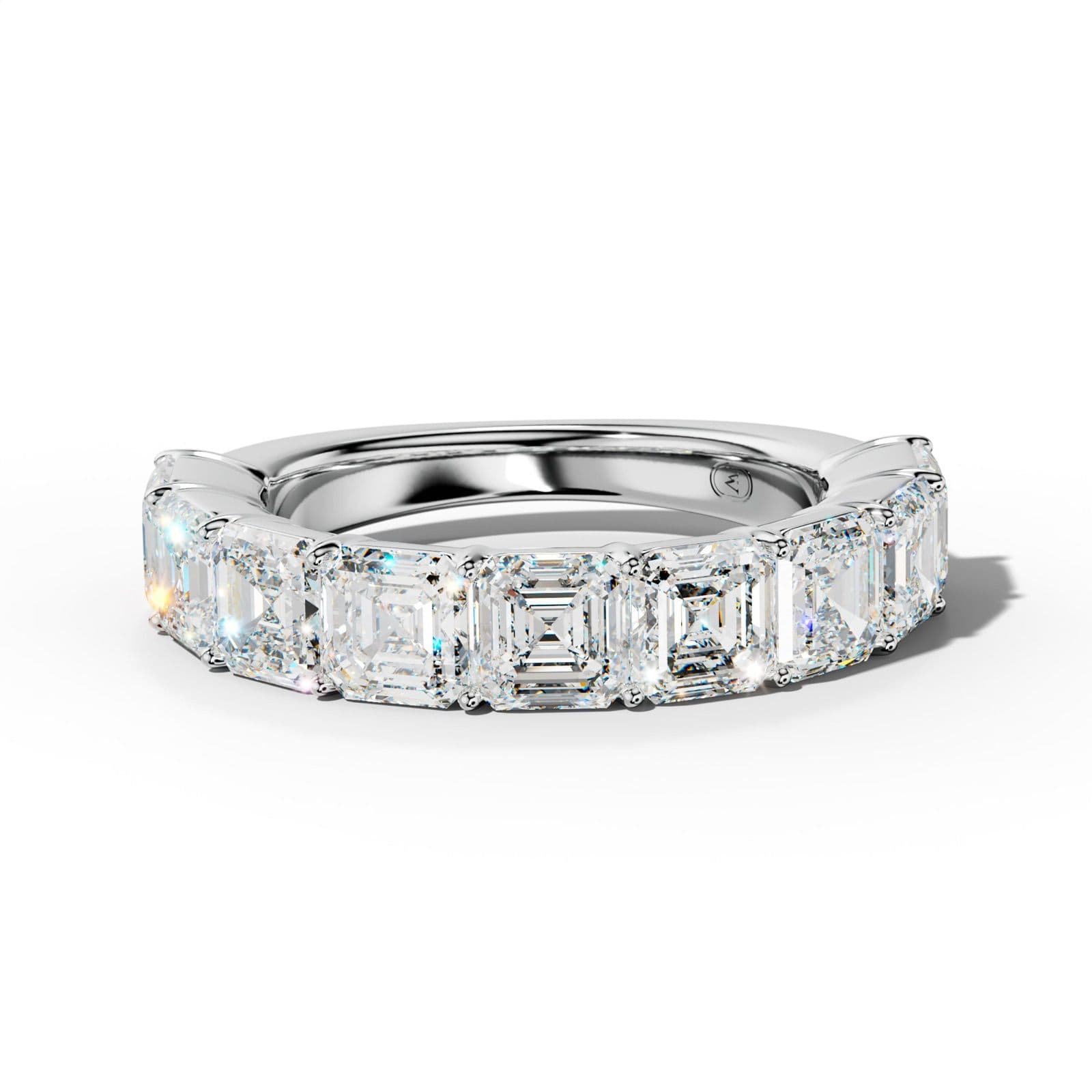 5.0 Carat Asscher Diamond Half Anniversary Band Shared Prong Low-Set Design
