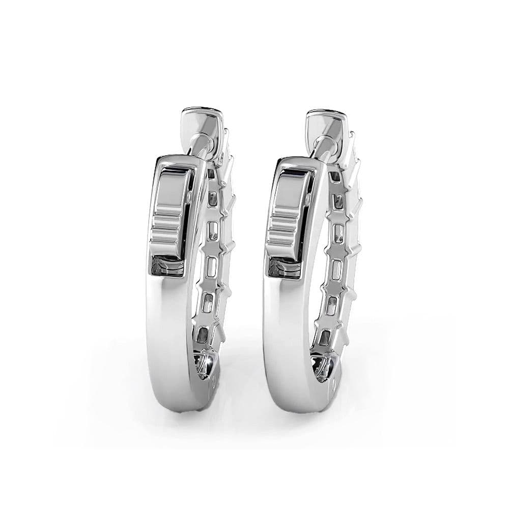 0.50 ctw. Baguette Diamond Hoop Earrings Huggie Style