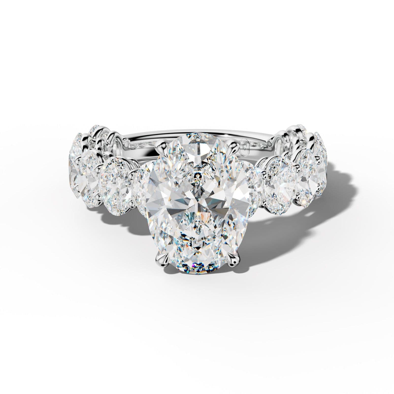 Saylor Oval Diamond Engagement Ring With Oval Side Stones