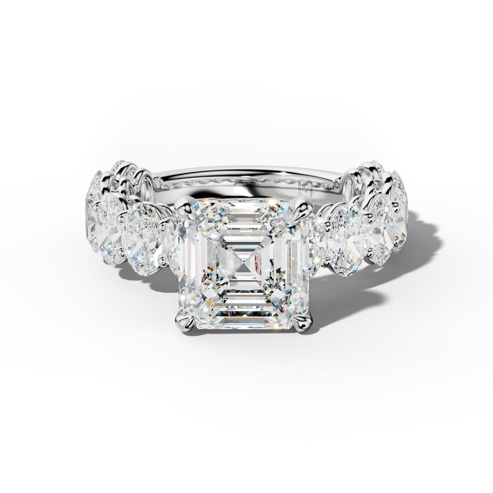 Saylor Asscher Diamond Engagement Ring With Oval Side Stones