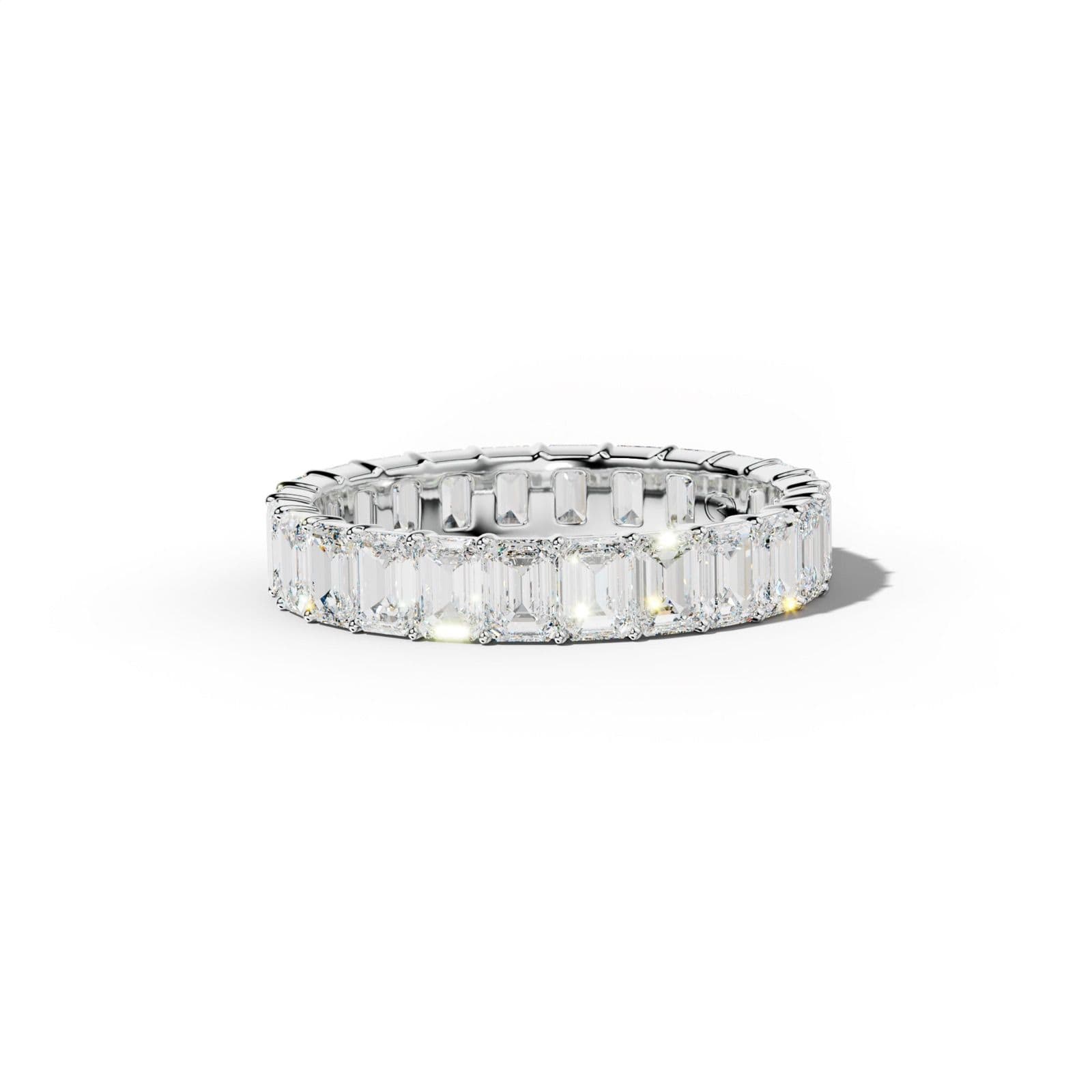 4.0 Carat Emerald Cut Diamond Eternity Band Shared Prong Low-Set Design