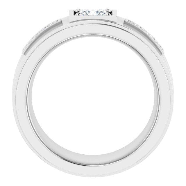 0.62 ctw Princess & Round Diamond Wide Men's Ring