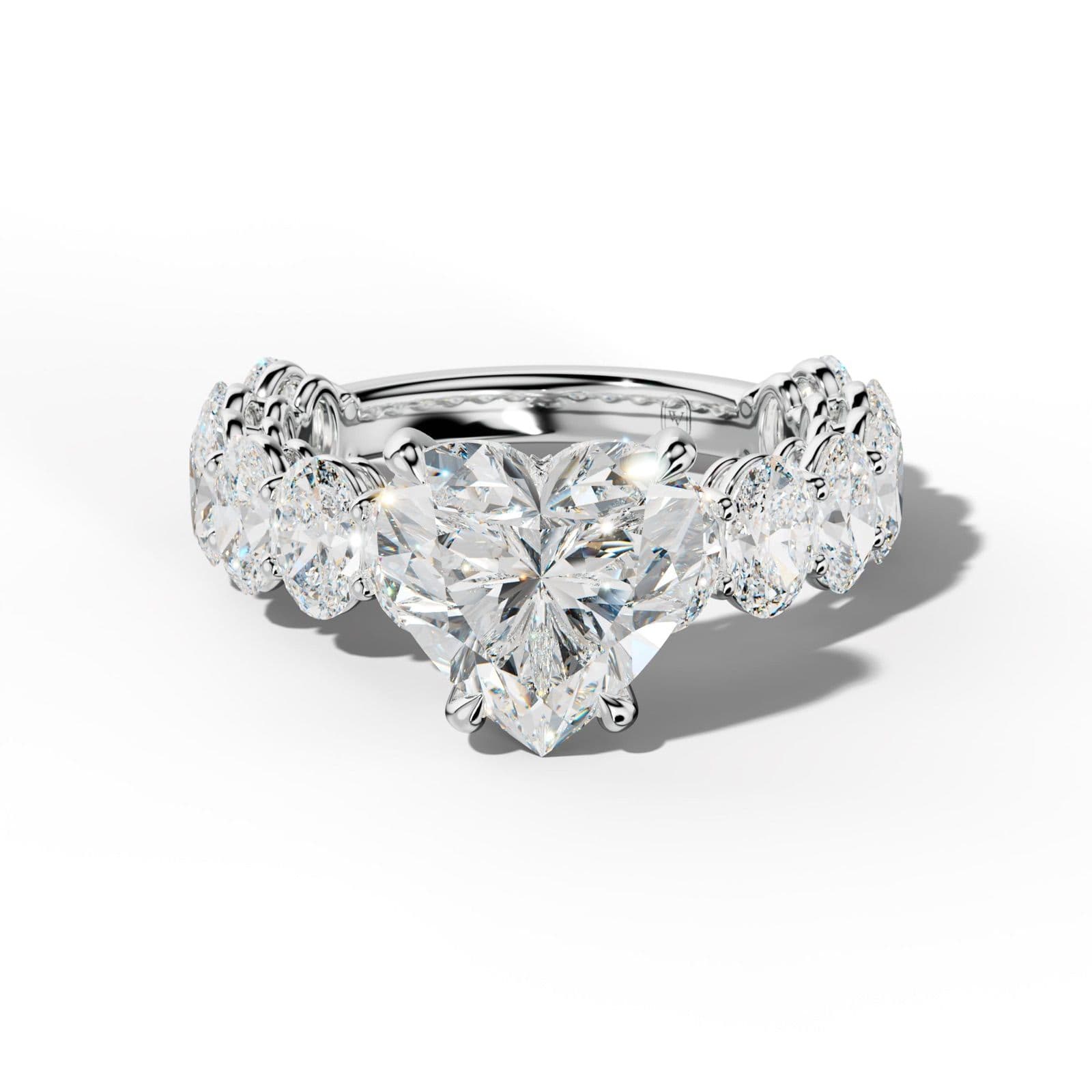 Saylor Heart Diamond Engagement Ring With Oval Side Stones