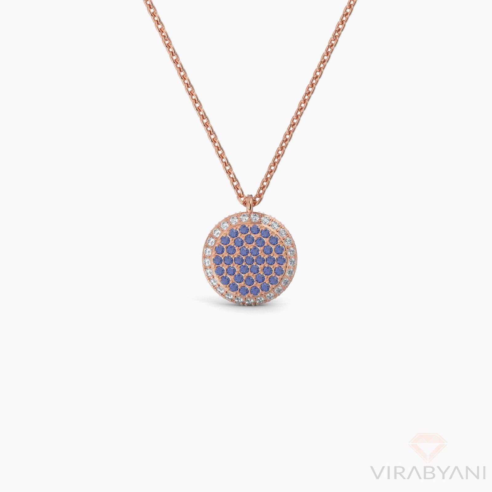Double Sided Diamond & Sapphire Round Shaped AMoré Pavé Necklace