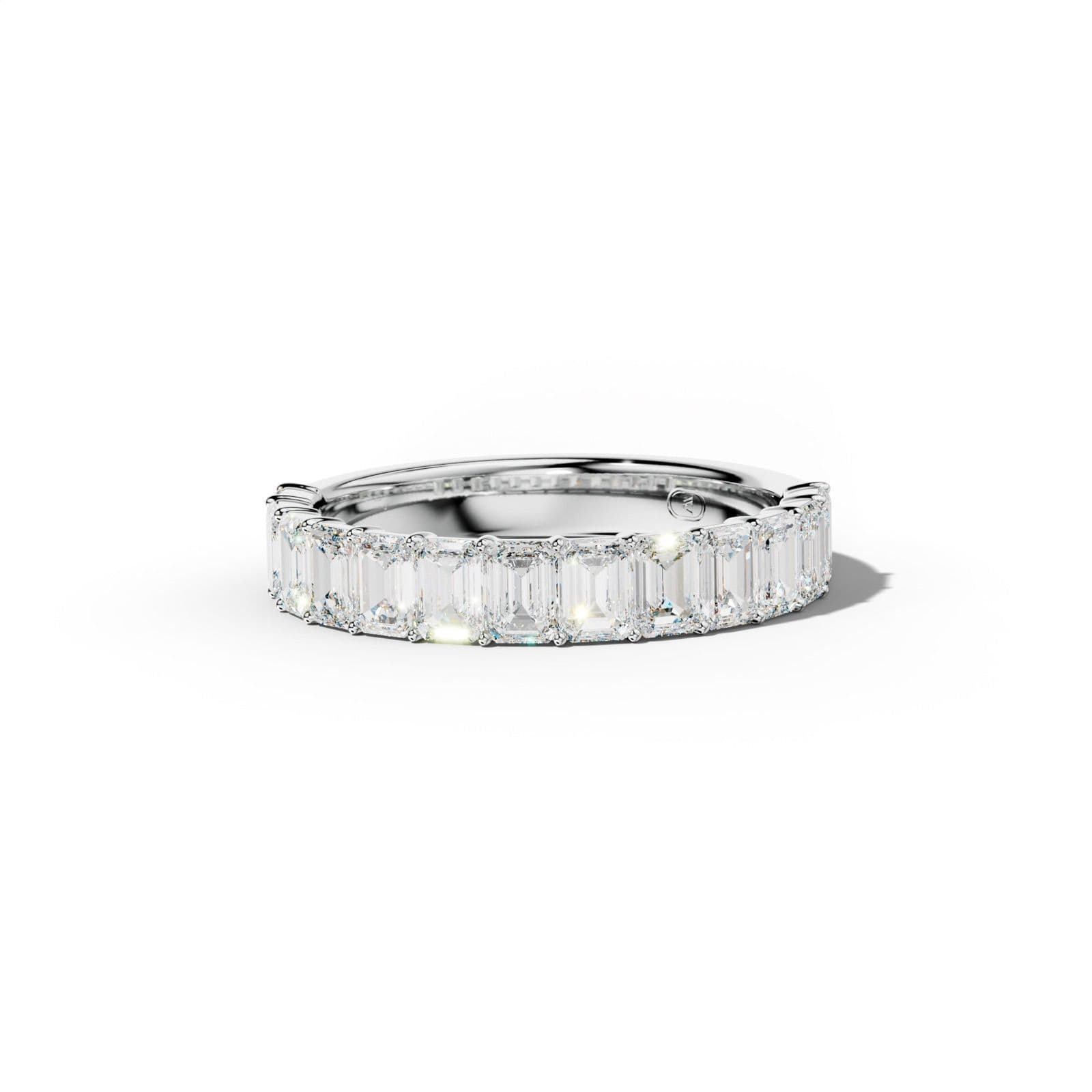 2.0 Carat Emerald Cut Diamond Half Anniversary Band Shared Prong Low-Set Design