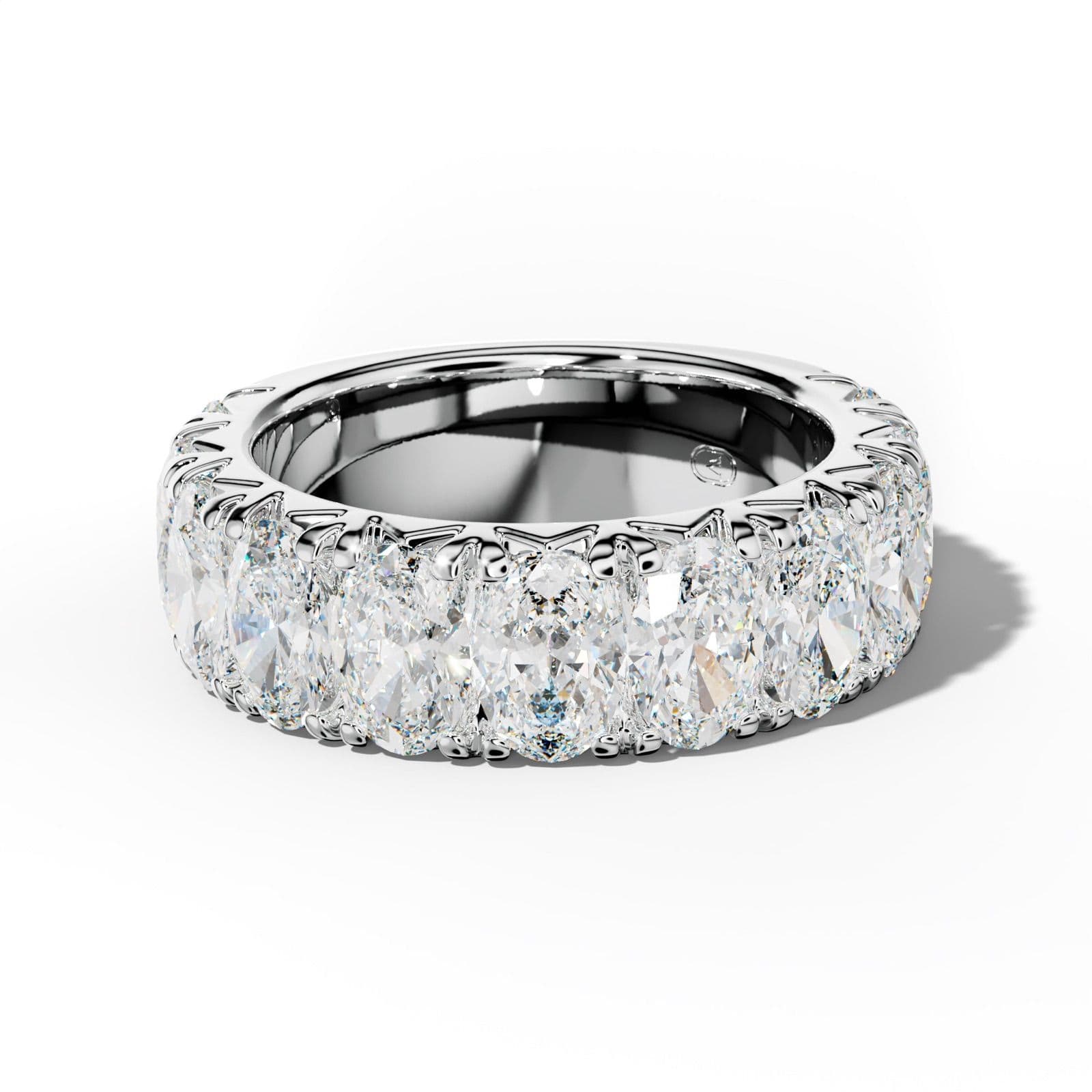 6.0 Carat Oval Diamond French Pave 3/4 Anniversary Band