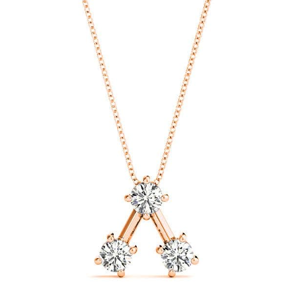 1.00 ctw Round Diamond Three Stone Necklace Pendant-VIRABYANI