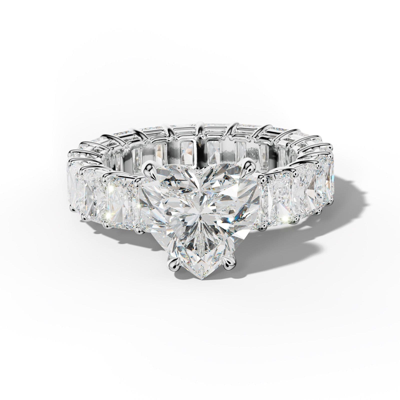 Soraya Heart Diamond Engagement Ring With Radiant Side Stones