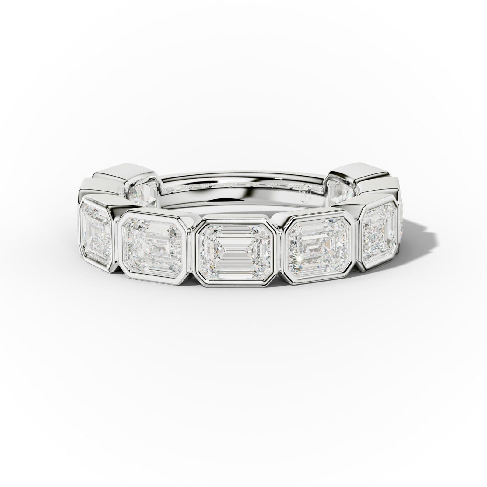 3.0 Carat East West Emerald Cut Bezel Set Diamond Anniversary Band