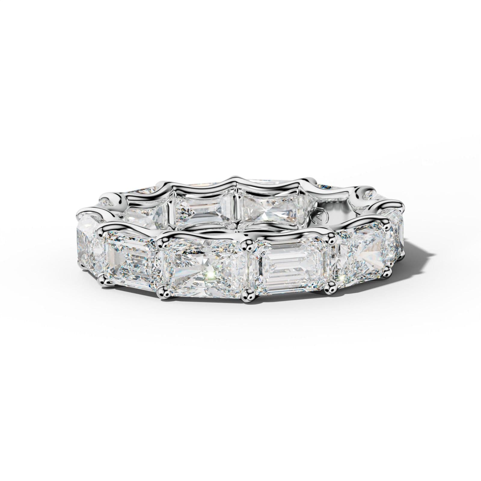 6.0 Carat East West Radiant and Emerald Diamond Eternity Band Shared Prong