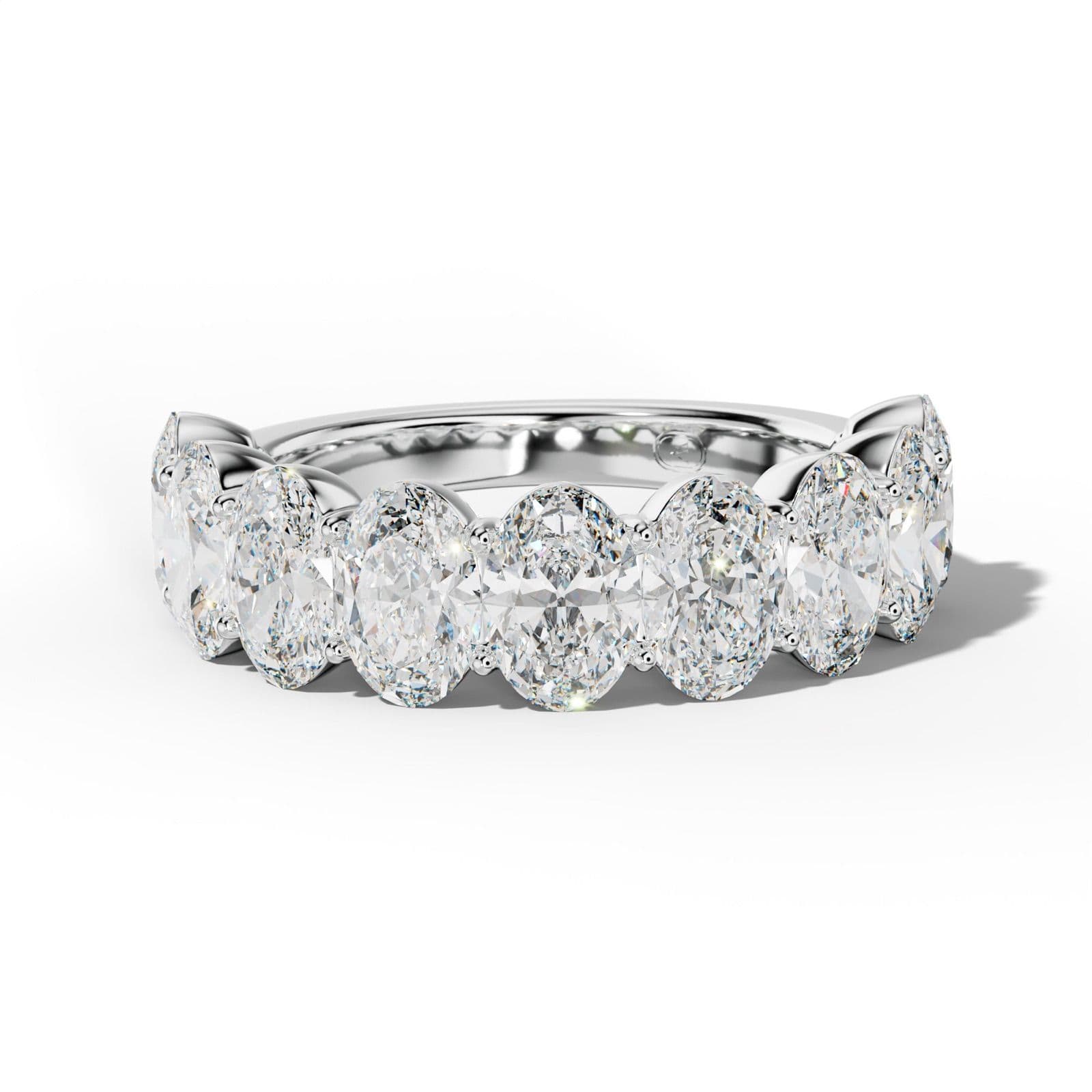 5.0 Carat Oval Diamond Half Anniversary Band Shared Prong Low-Set Design