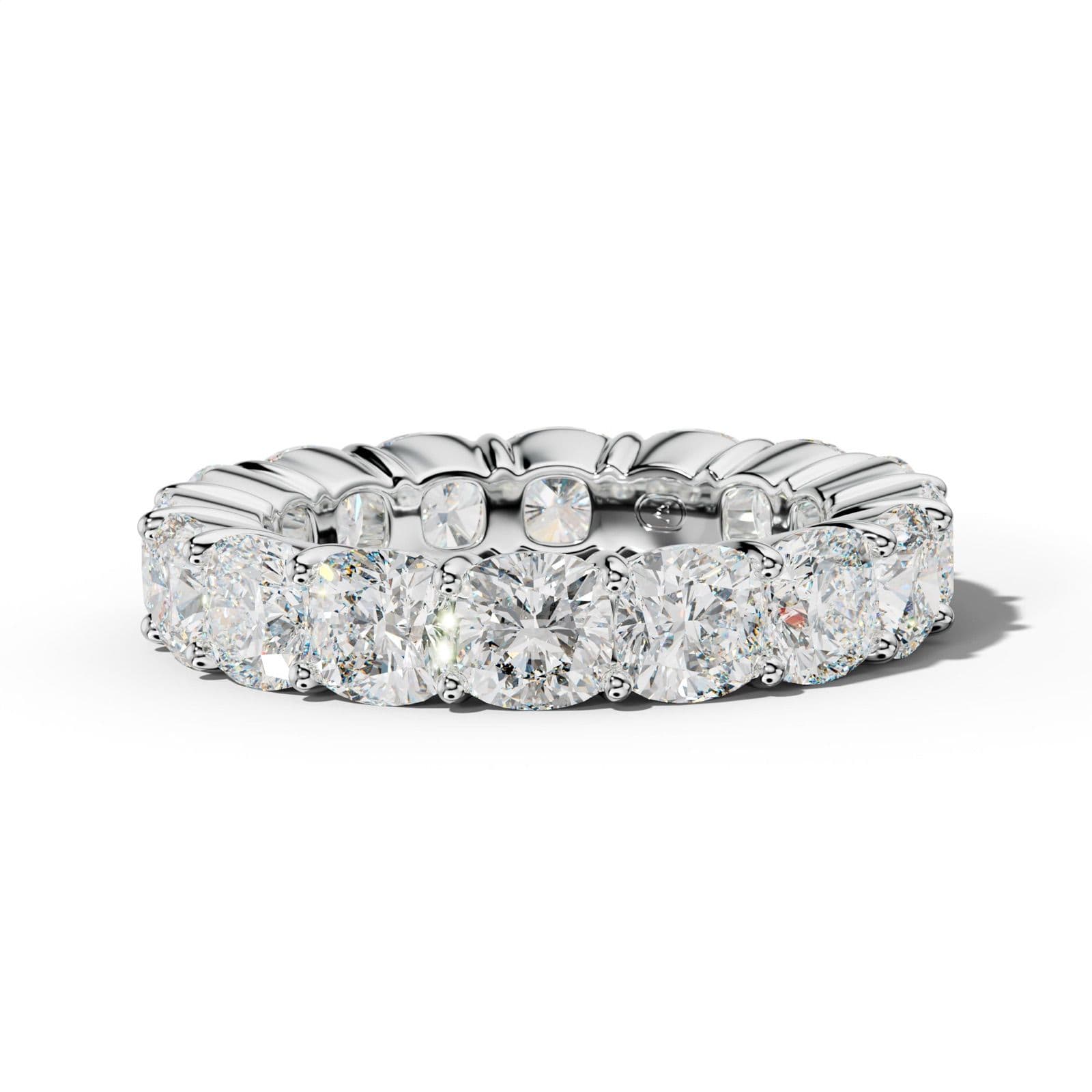 9.0 Carat Cushion Diamond Eternity Band Shared Prong Low-Set Design