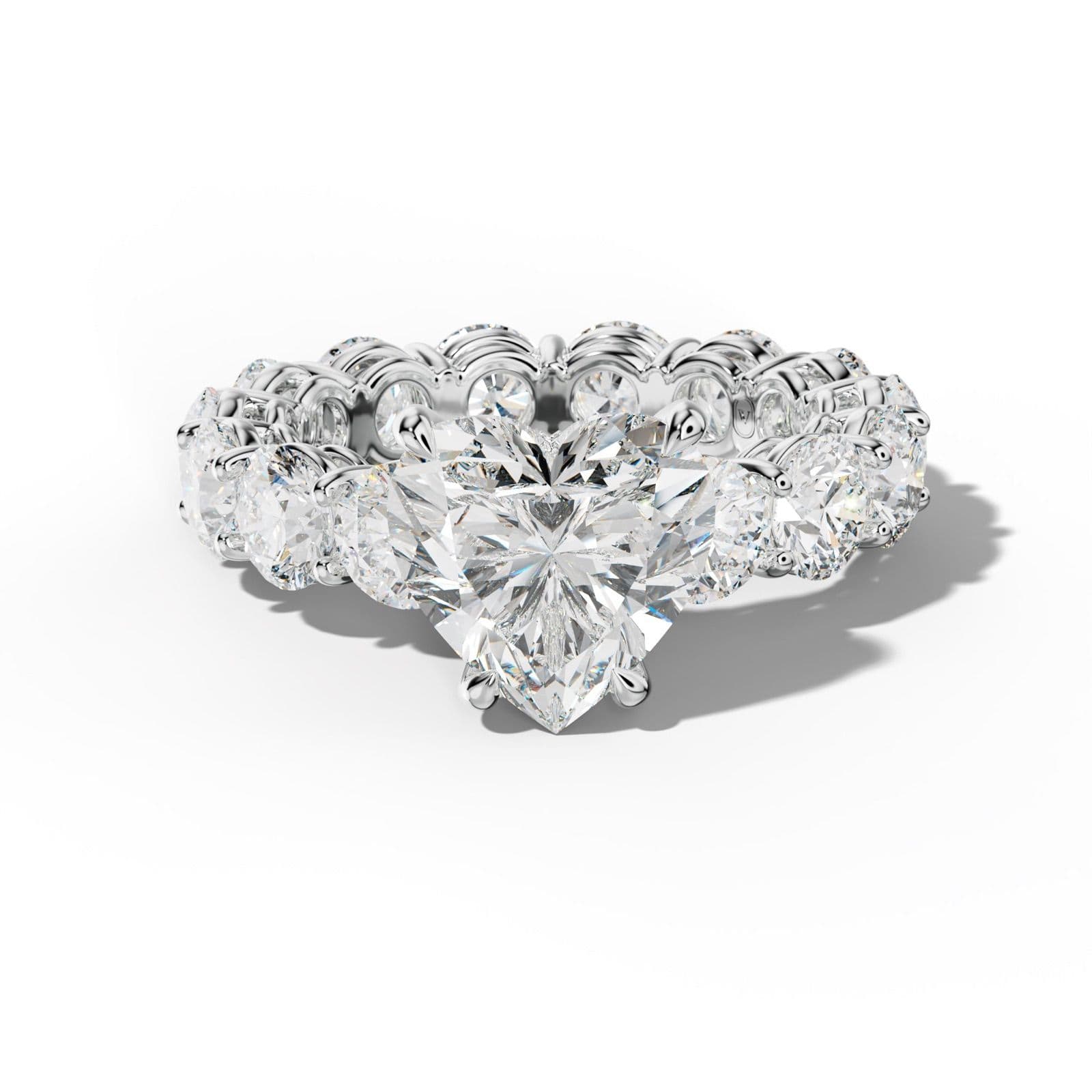 Maddie Heart Diamond Engagement Ring With Round Side Stones