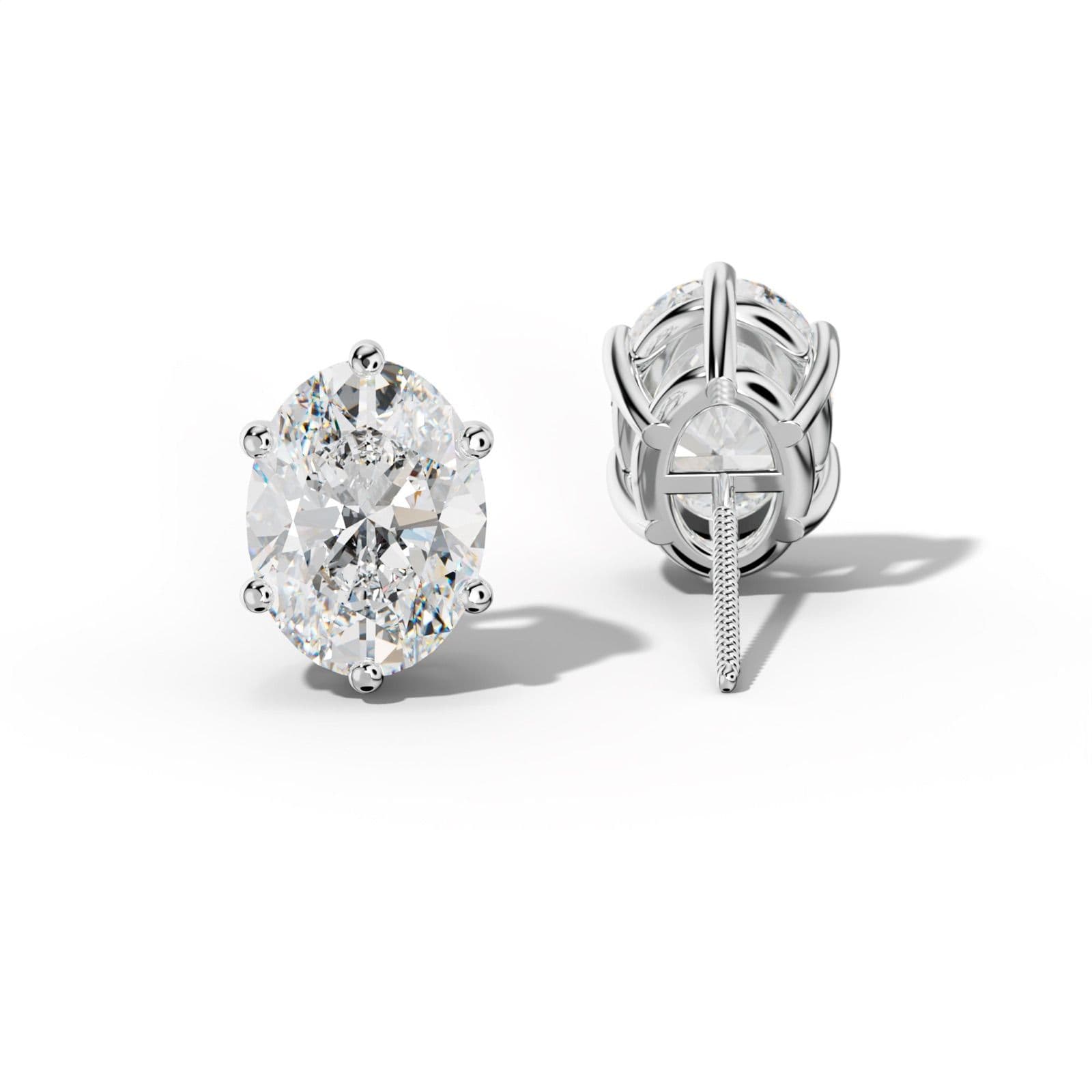 Oval Diamond Stud Earrings With Classic Six Prongs