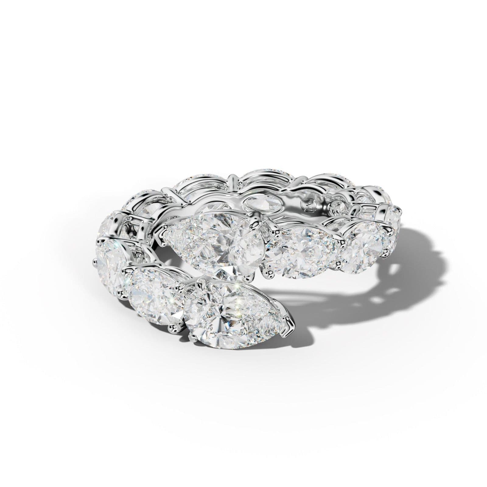 8.0 ct Oval and Pear Shape Diamond Open Snake Eternity Ring