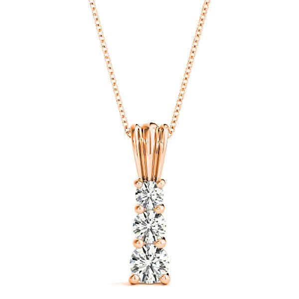 Graduated 1.00 ctw Diamond Three Stone Necklace Pendant-VIRABYANI