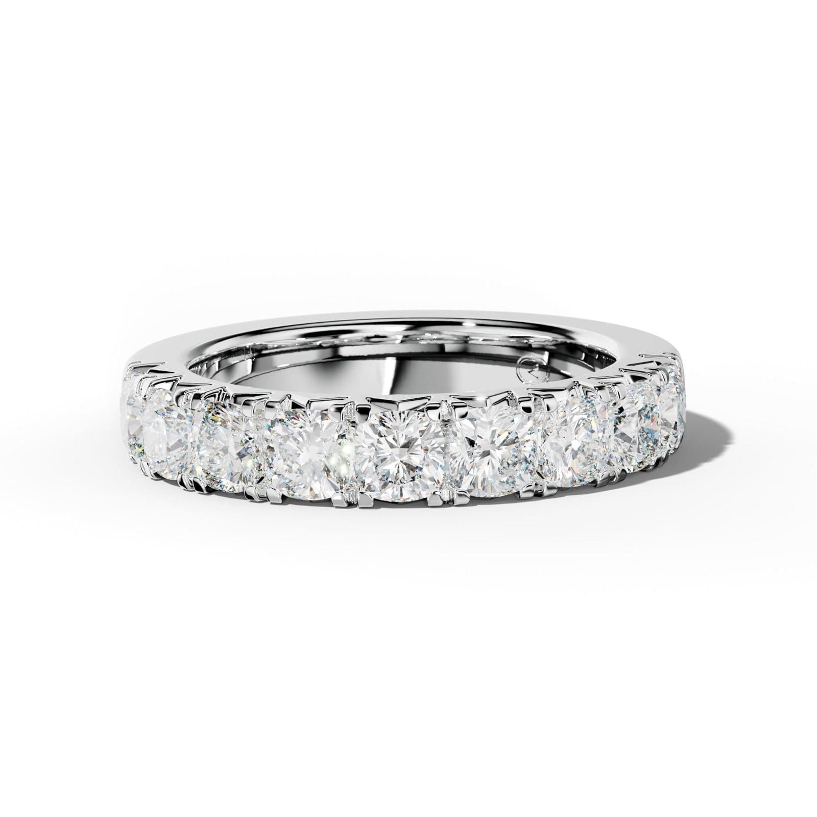 3.0 Carat Cushion Diamond French Pave Half Anniversary Band