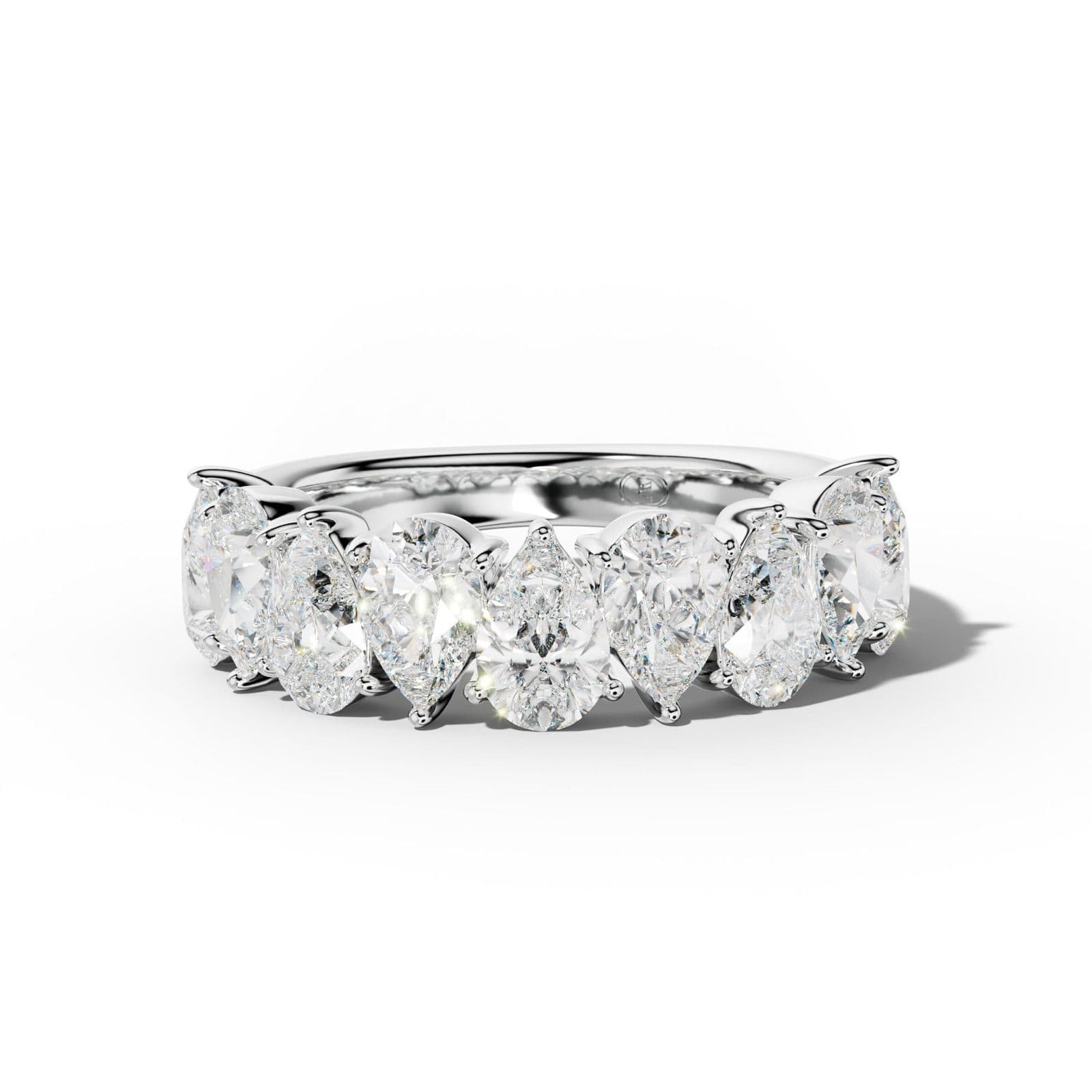 4.0 Carat Pear Shape Diamond Half Anniversary Band Shared Prong Low-Set Design