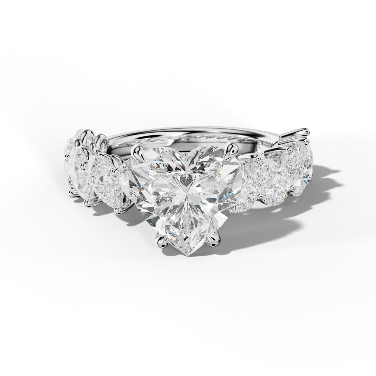 Elisabeth Heart Diamond Engagement Ring With Slanted Pear Side Stones