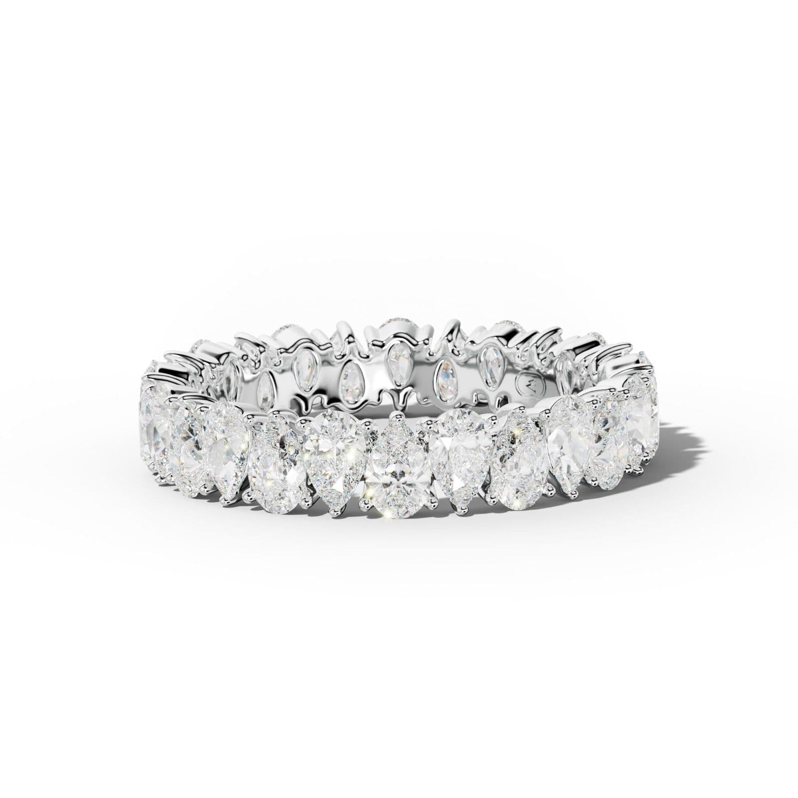 3.0 Carat Pear Shape Diamond Eternity Band Shared Prong Low-Set Design
