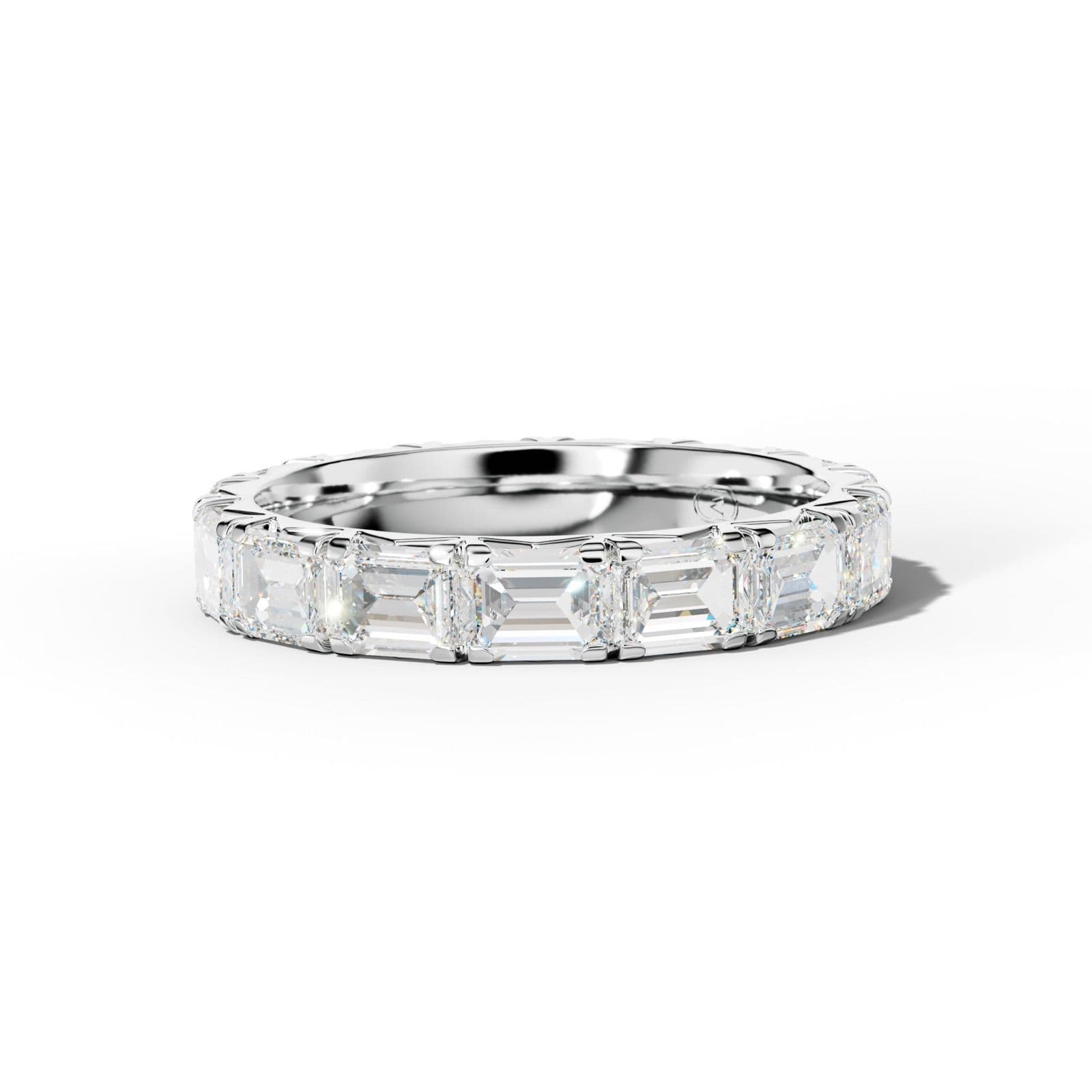 5.0 Carat East West Emerald Cut Diamond French Pave Eternity Band