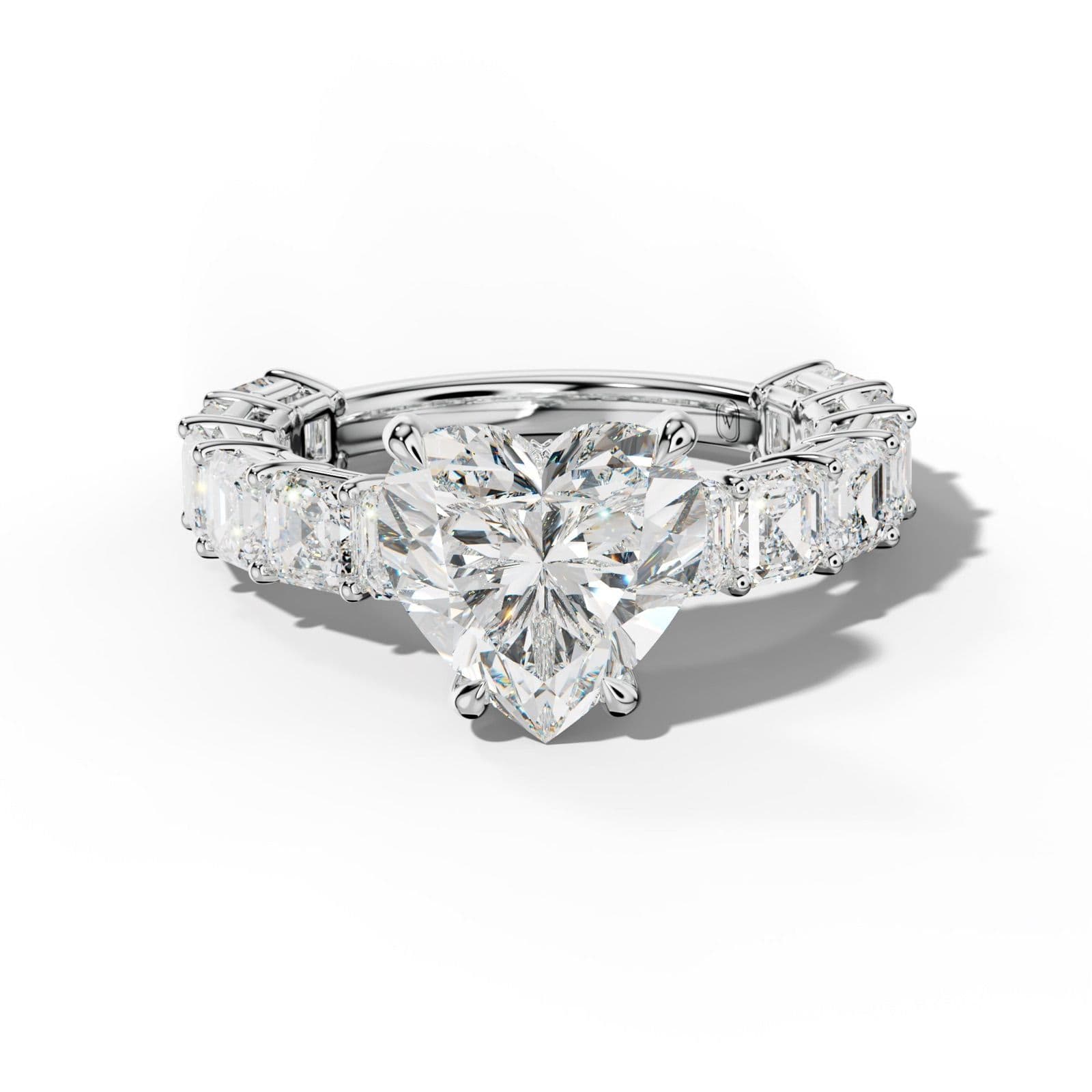 Demi Heart Diamond Engagement Ring With Asscher Side Stones
