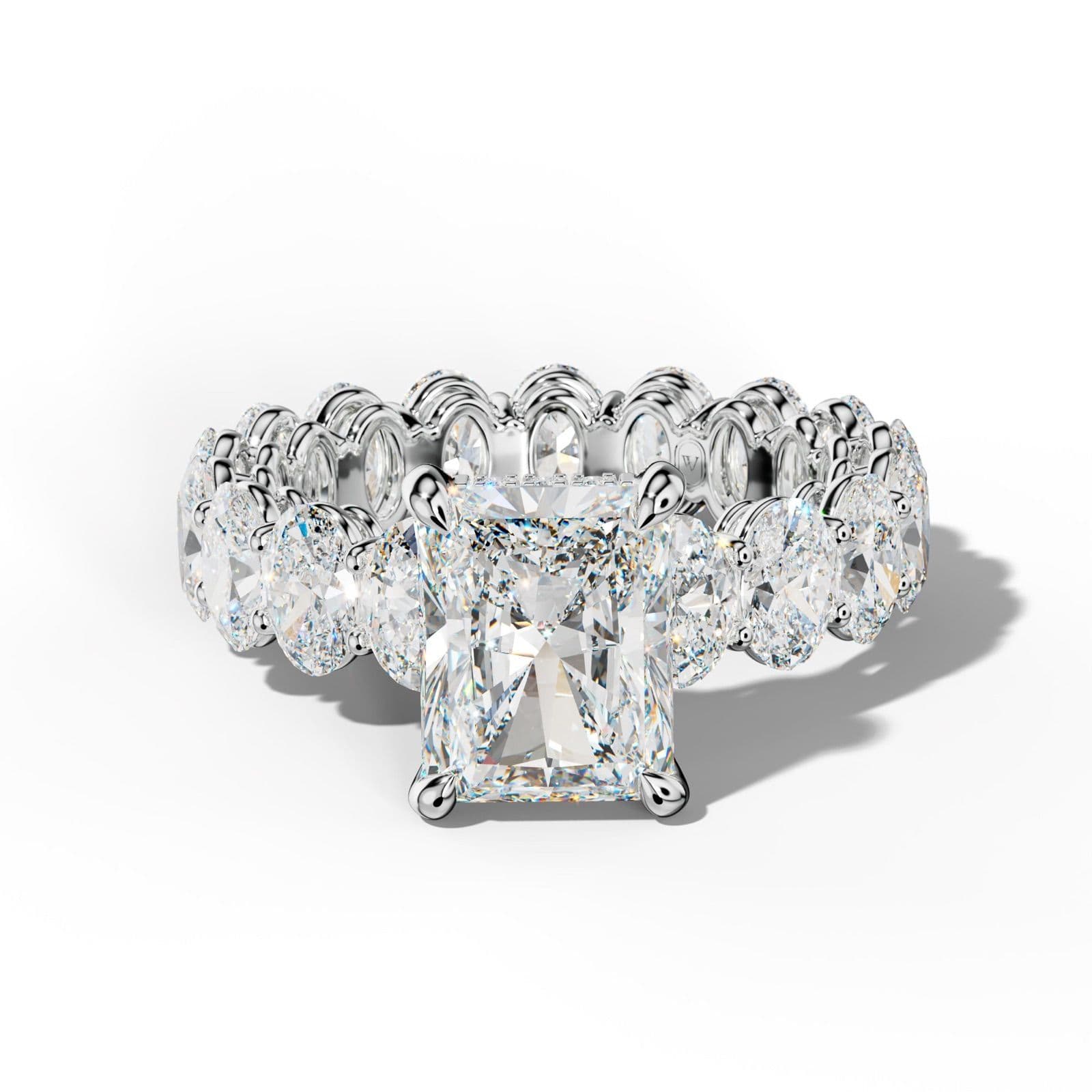 Amoura Radiant Diamond Engagement Ring With Oval Side Stones