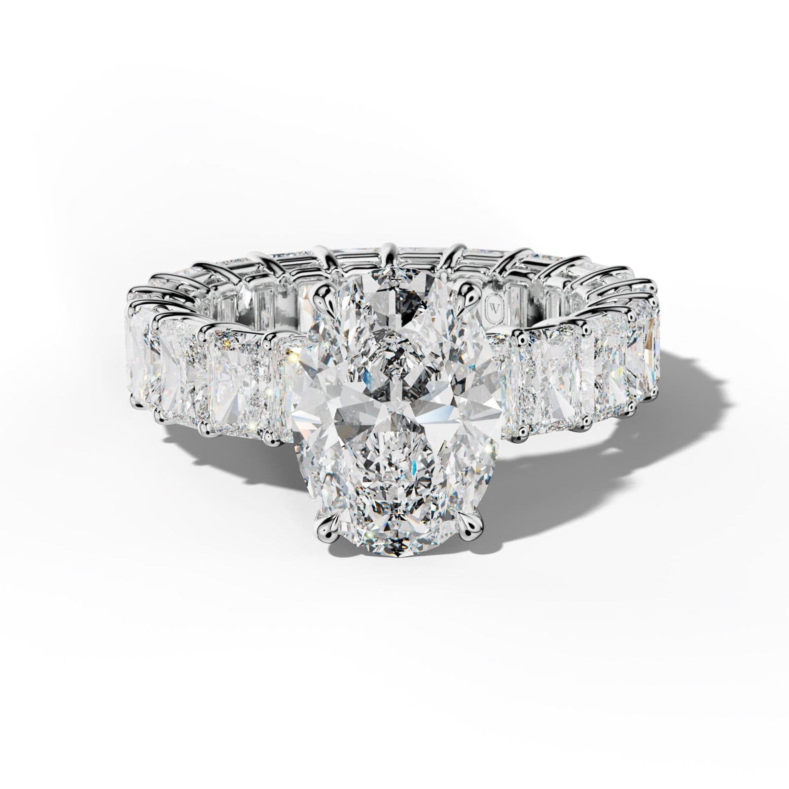 Soraya Oval Diamond Engagement Ring With Radiant Side Stones