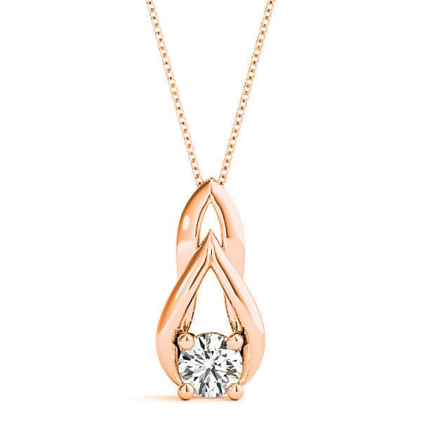 Tear Drop Round Diamond Solitaire Necklace Pendant-VIRABYANI