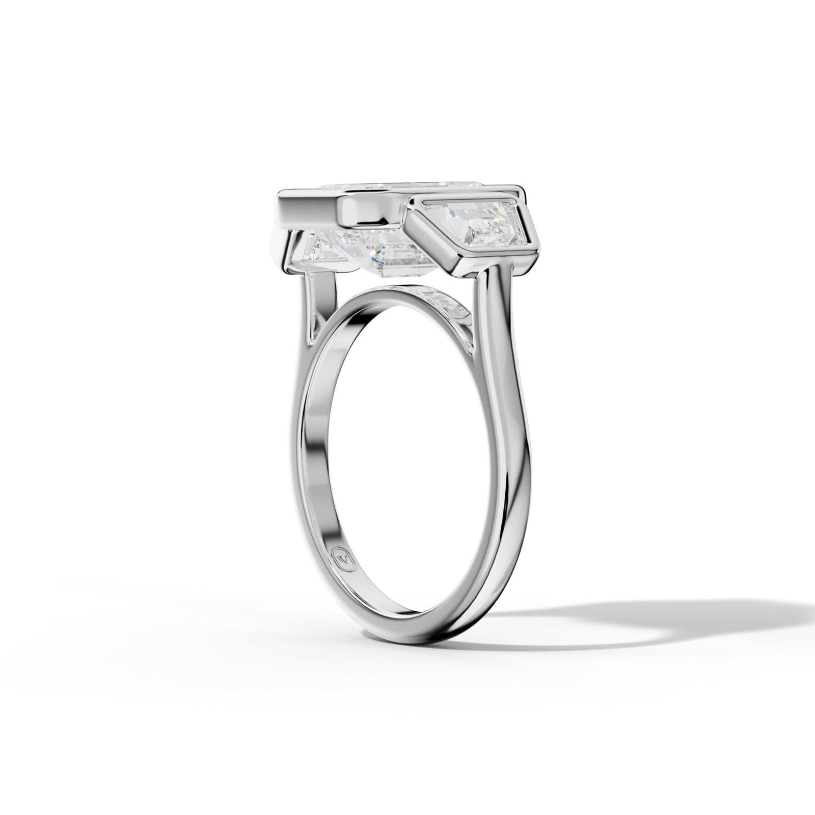 Cleo Emerald Cut With Trapezoid Side Diamond Engagement Ring