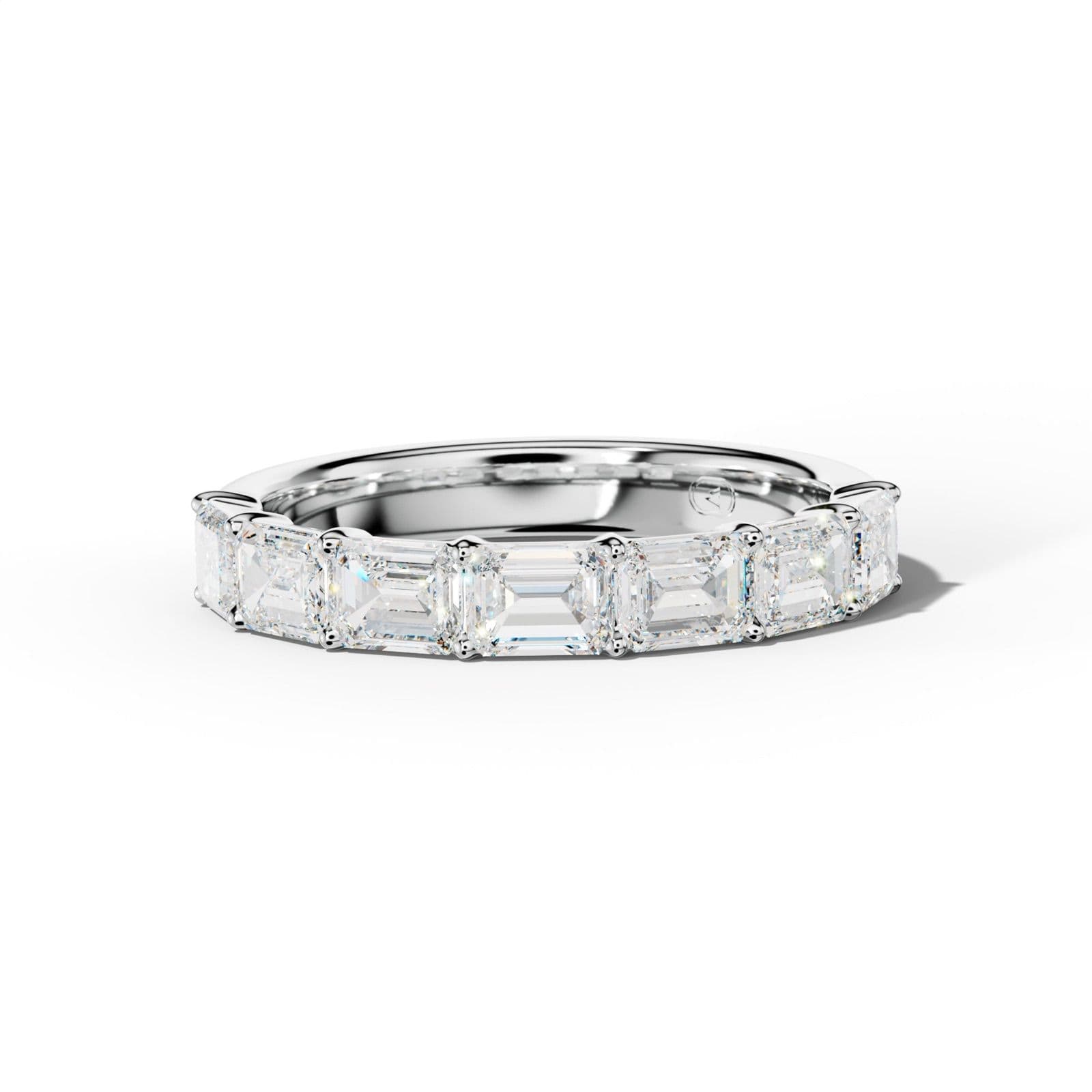 2.0 Carat East West Emerald Cut Diamond Half Anniversary Band Shared Prong Low-Set Design