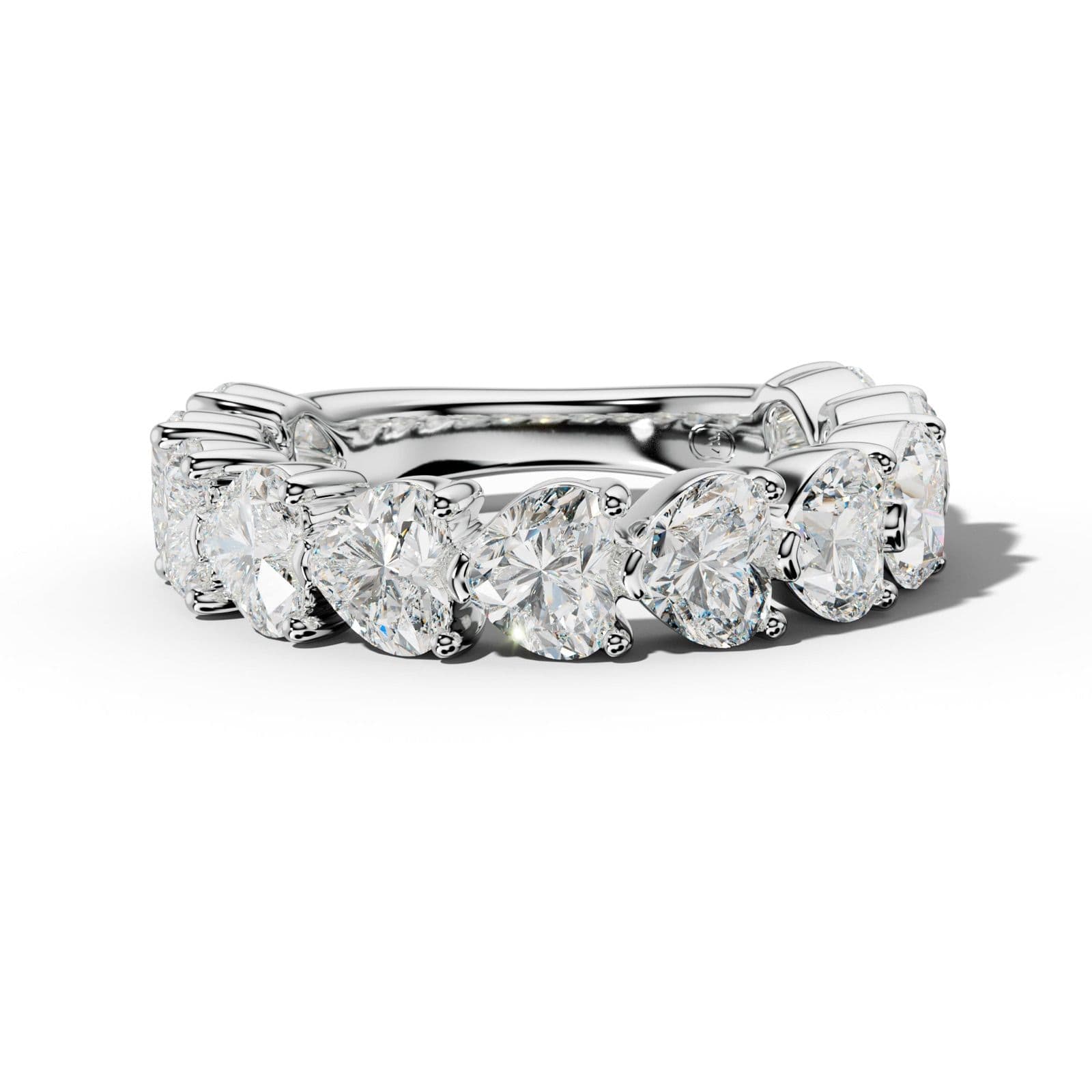 5.0 Carat East West Heart Diamond 3/4 Anniversary Band Shared Prong Low-Set Design