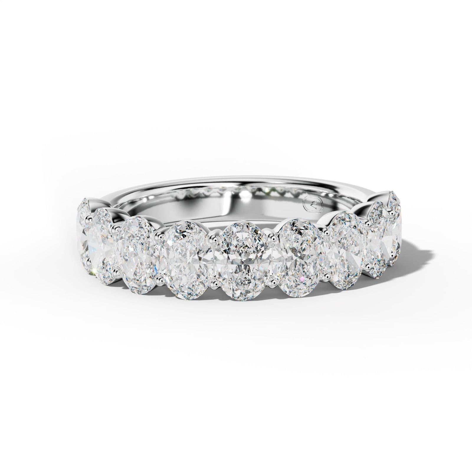 3.0 Carat Oval Diamond Half Anniversary Band Shared Prong Low-Set Design