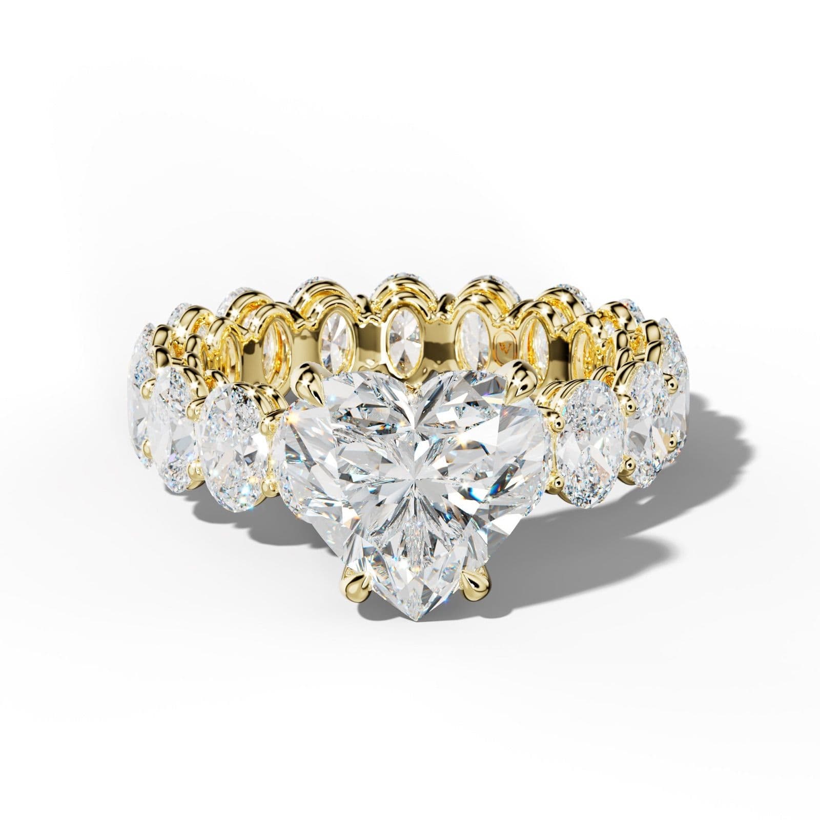 Amoura Heart Diamond Engagement Ring With Oval Side Stones