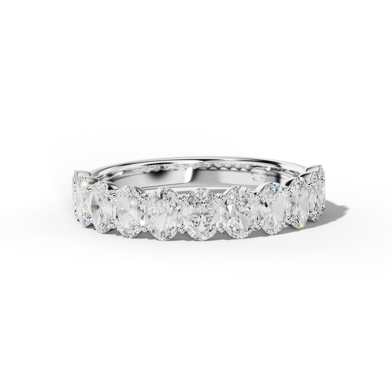 2.0 Carat Oval Diamond Half Anniversary Band Shared Prong Low-Set Design