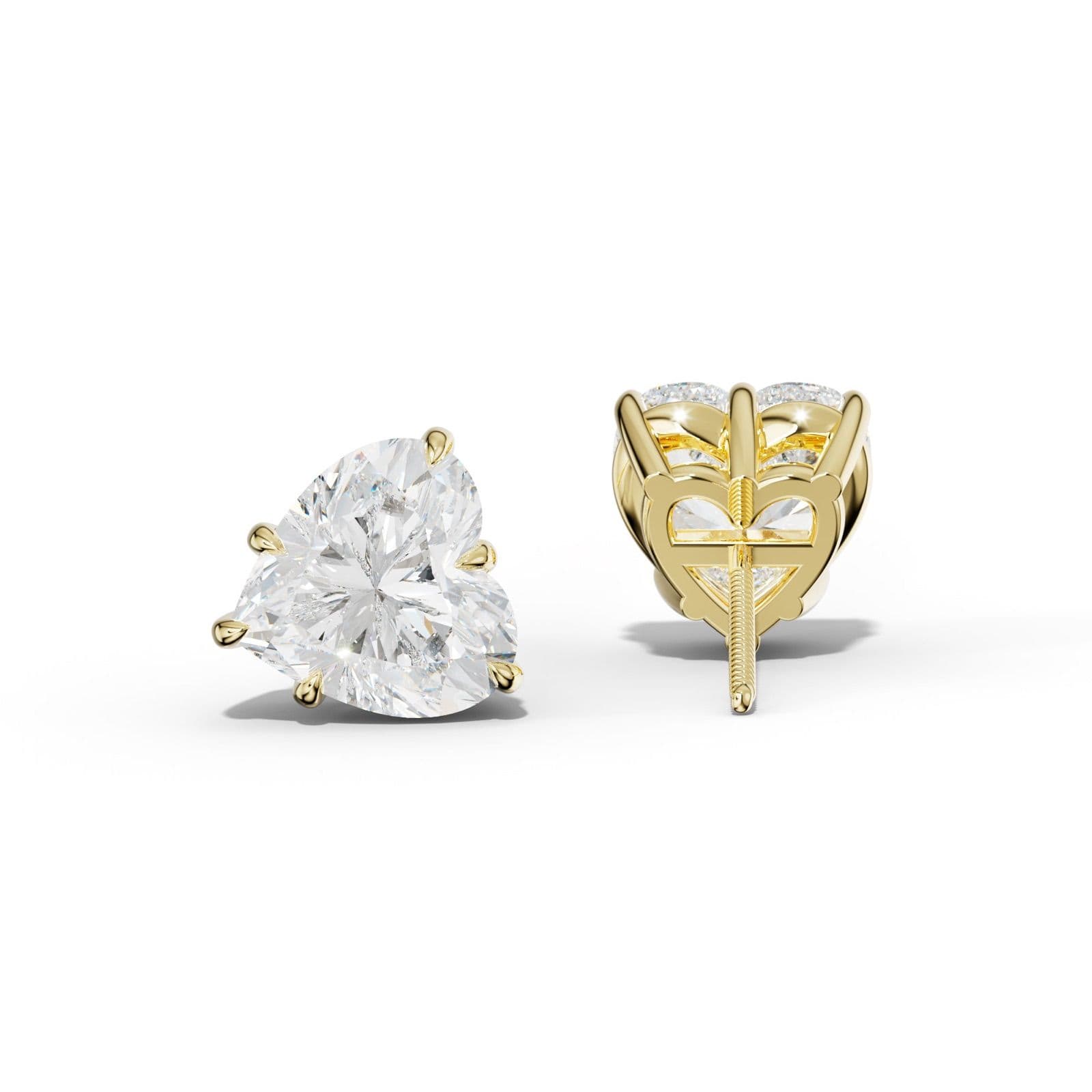 Heart Diamond Stud Earrings With Six Prongs