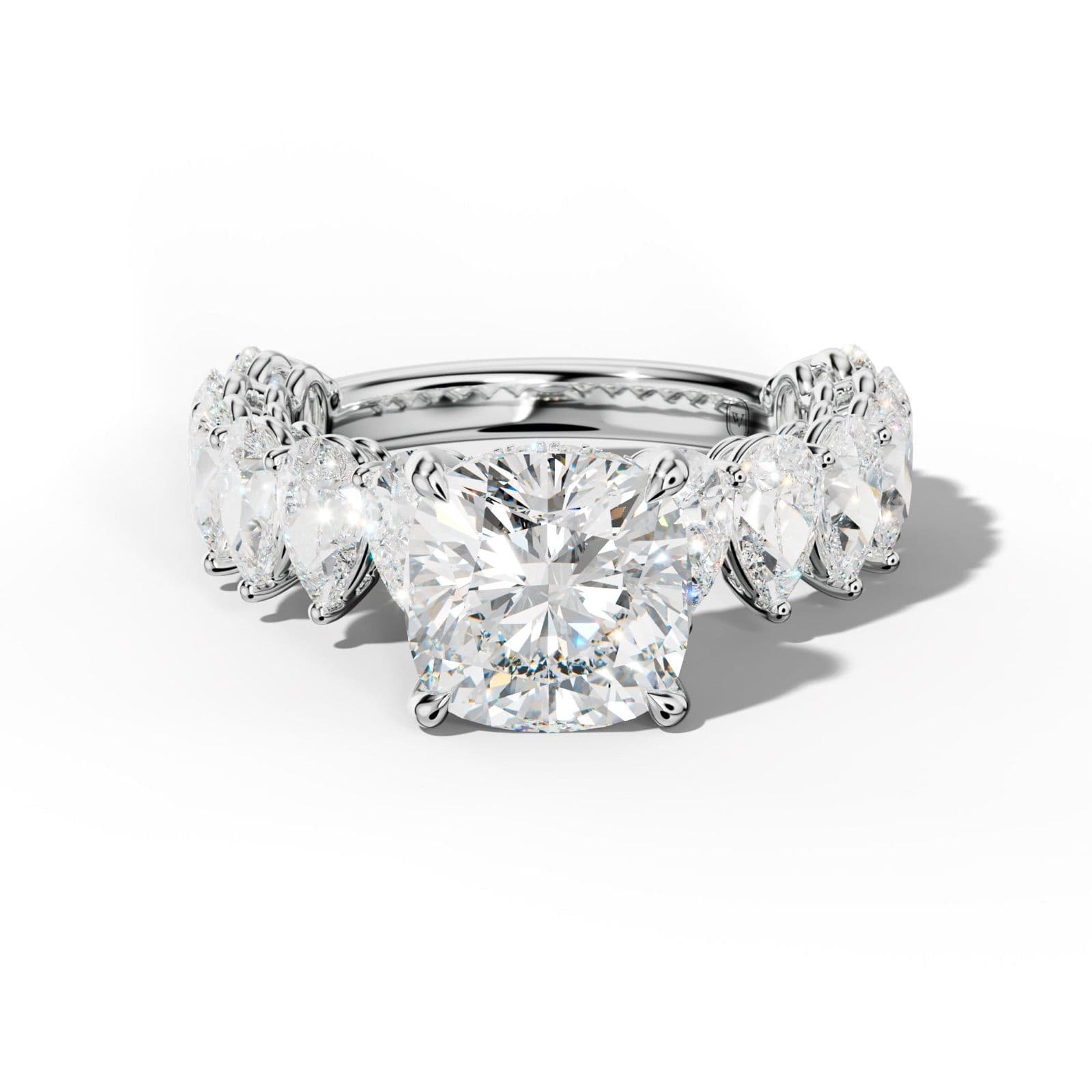 Remi Cushion Diamond Engagement Ring With Pear Shape Side Stones
