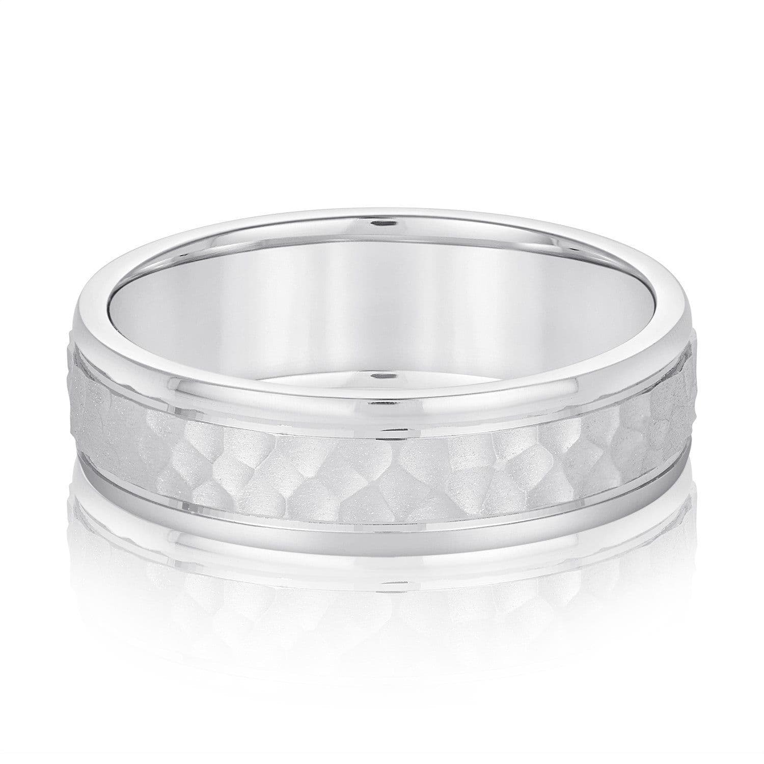 Men's Hammered Outside Groove Wedding Band