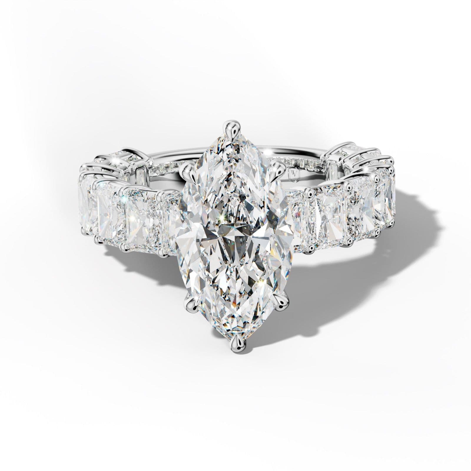 Naomi Marquise Diamond Engagement Ring With Radiant Side Stones