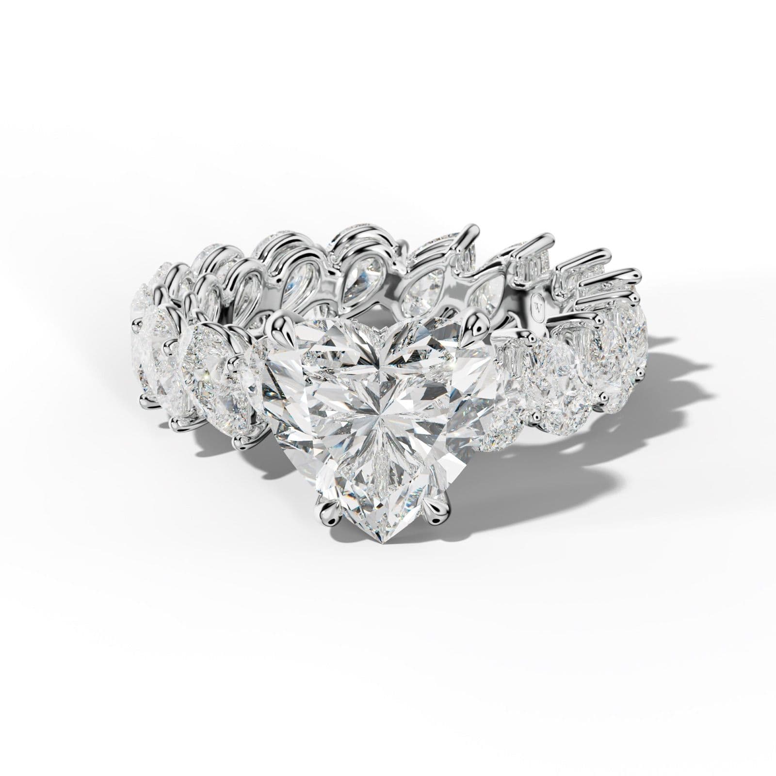 Quinn Heart Diamond Engagement Ring With Slanted Pear Side Stones
