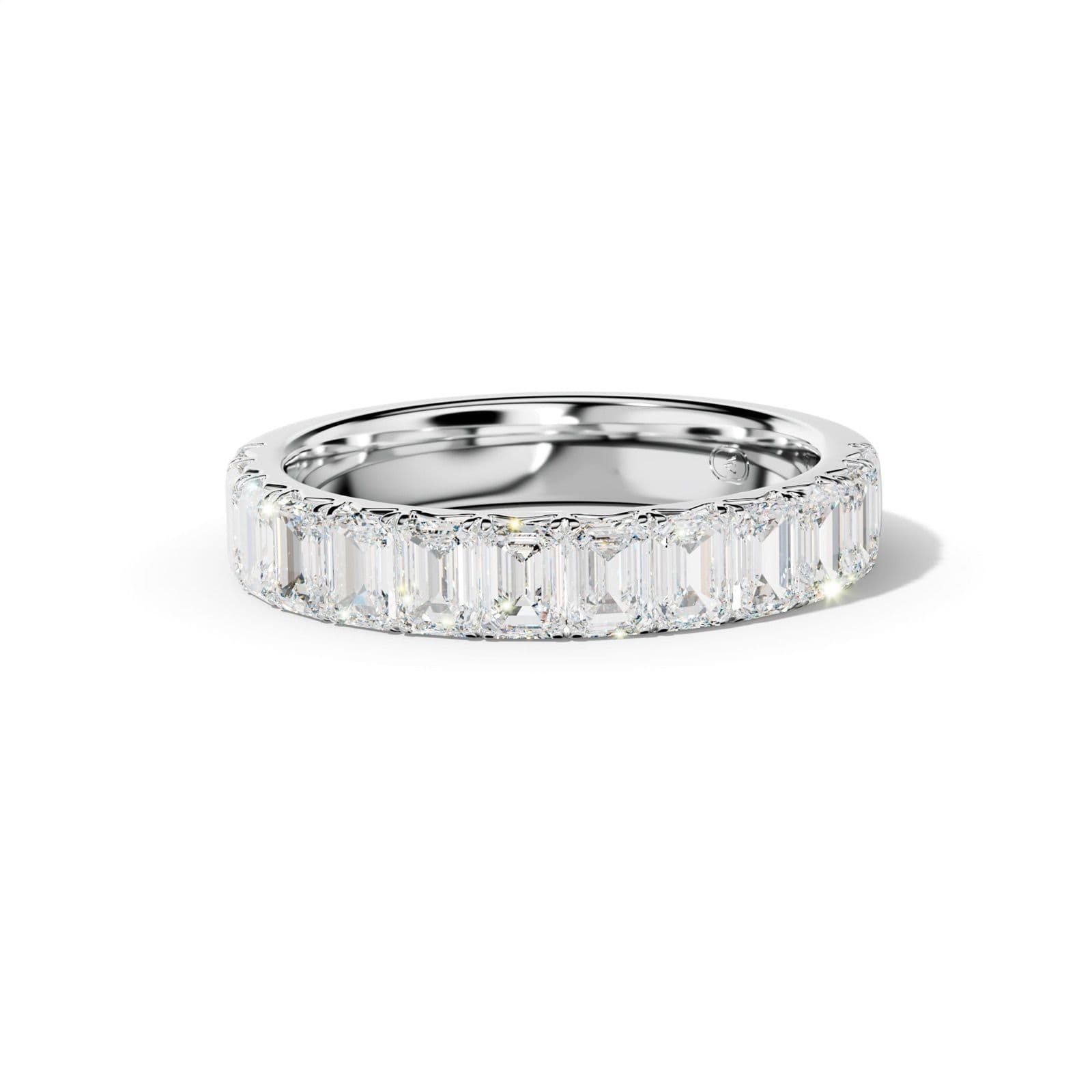 2.0 Carat Emerald Cut Diamond French Pave Half Anniversary Band