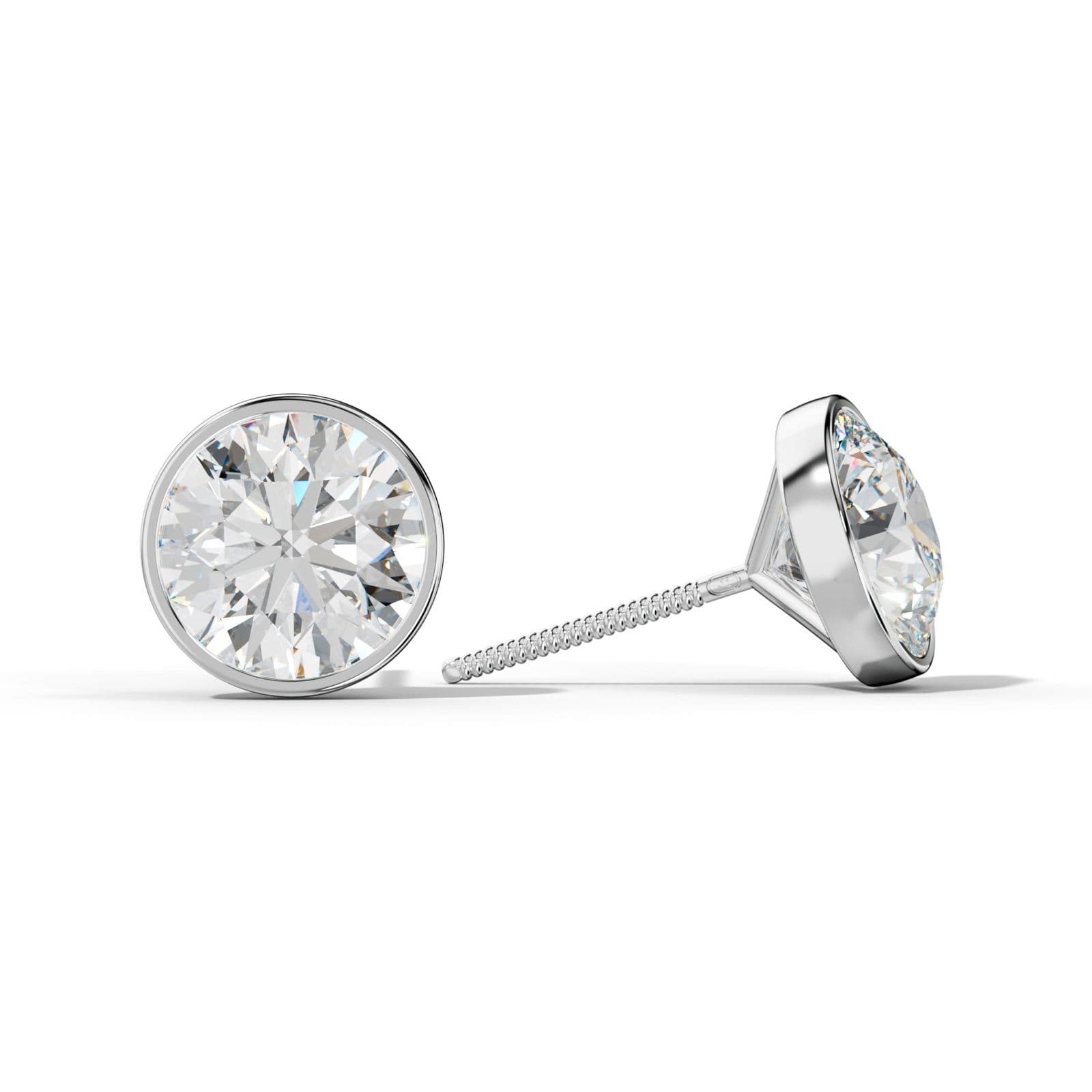 Round Diamond Stud Earrings With Martini Bezel Set