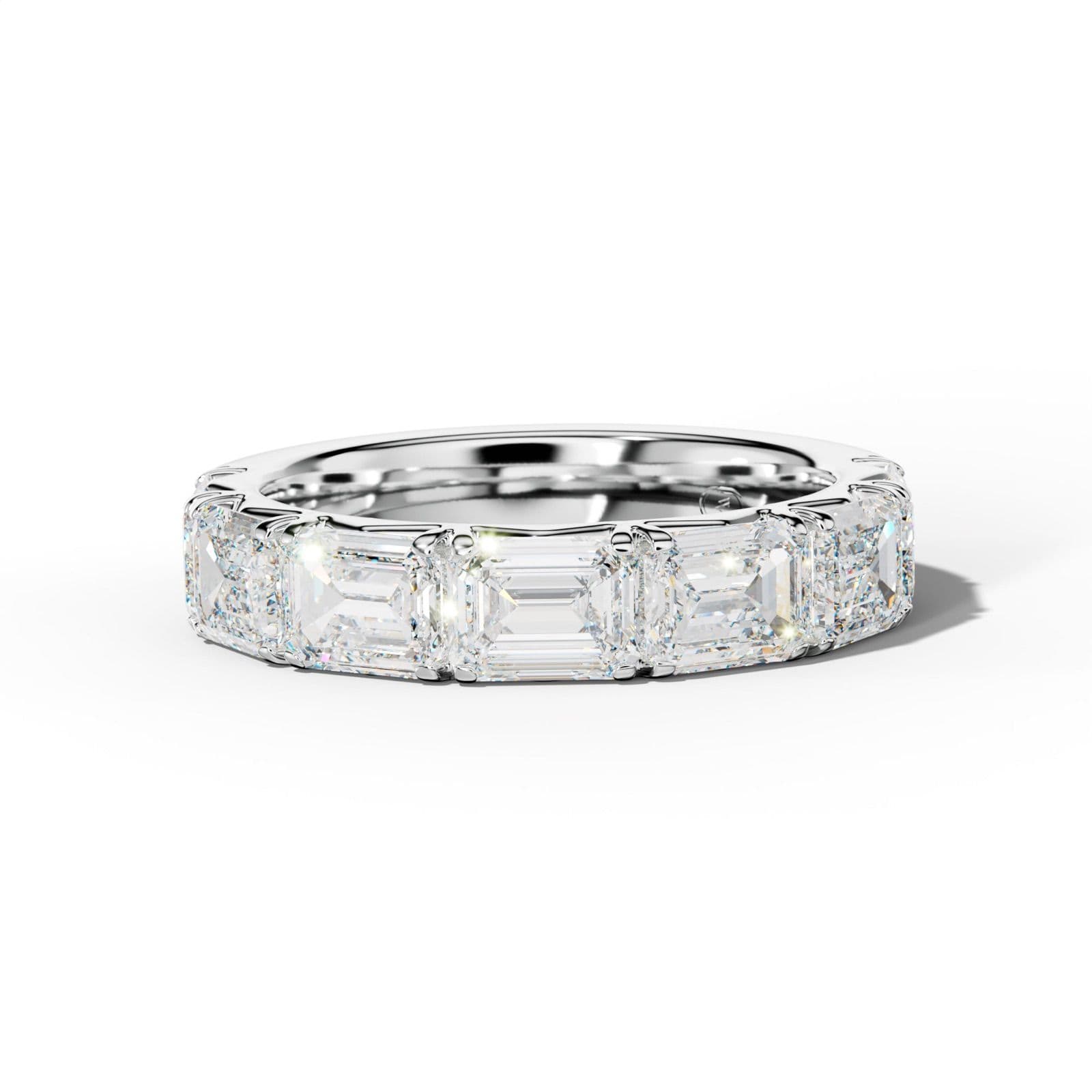 5.0 Carat East West Emerald Cut Diamond French Pave Half Anniversary Band