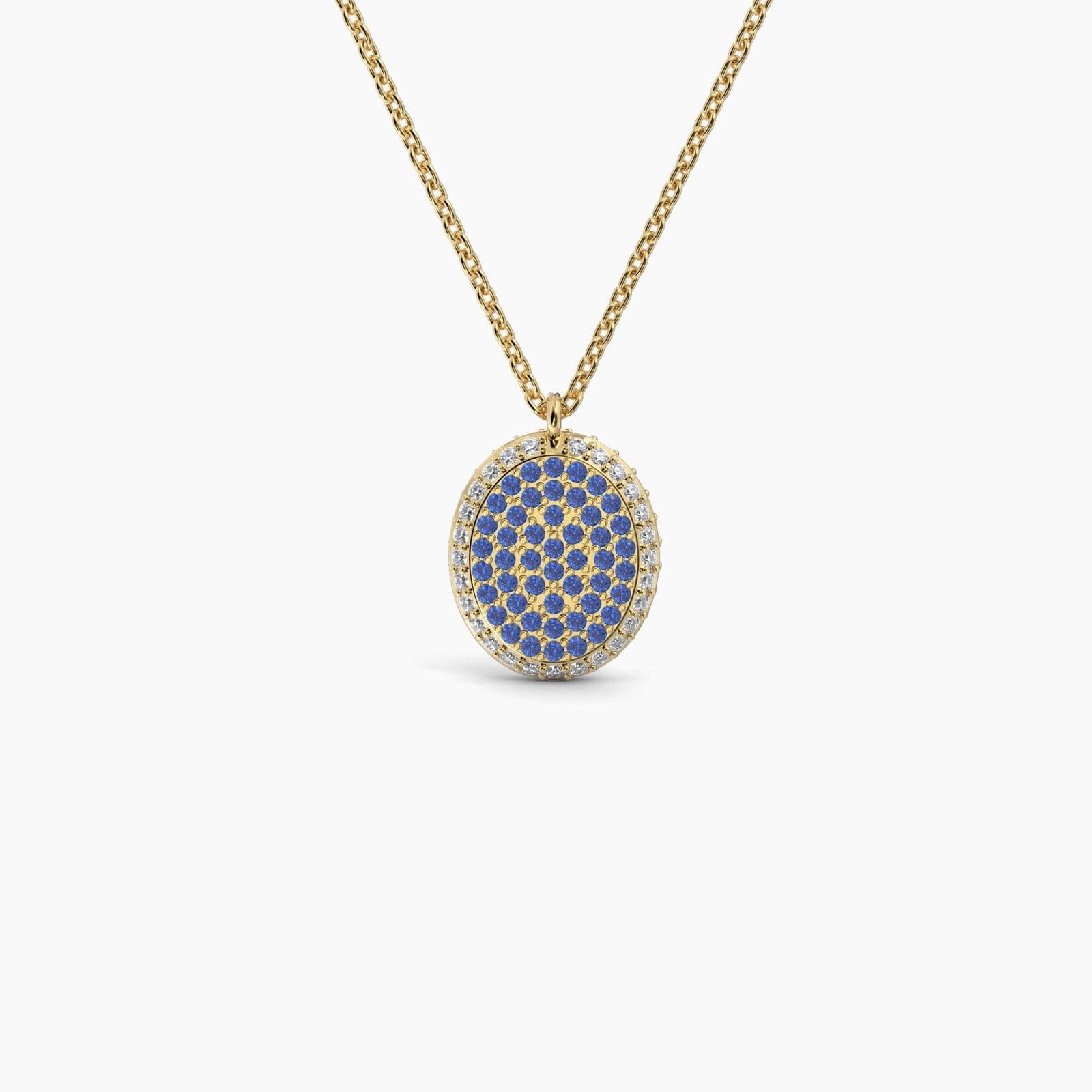 Double Sided Diamond & Sapphire Oval Shaped AMoré Pavé Necklace