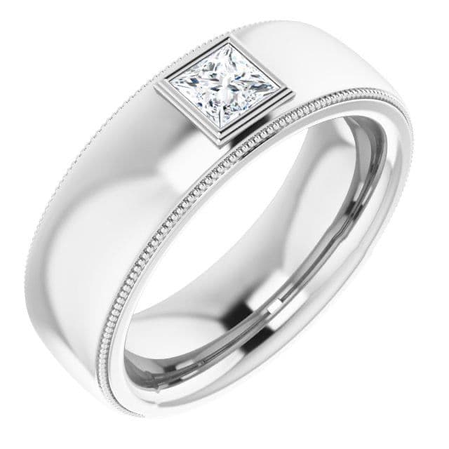 0.50 ct. Princess Diamond Milgrain Accent Men's Ring
