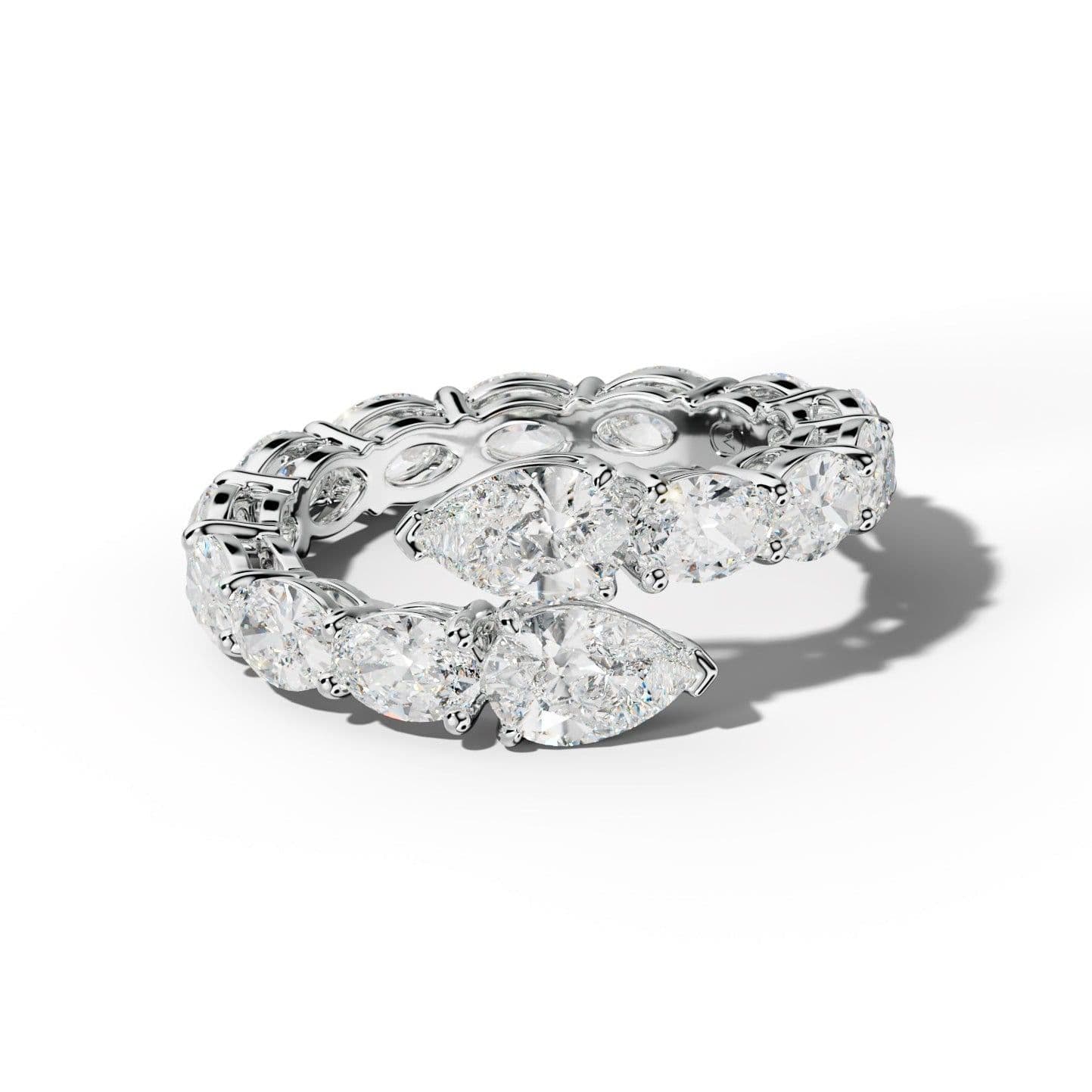 4.0 ct Oval and Pear Shape Diamond Open Snake Eternity Ring