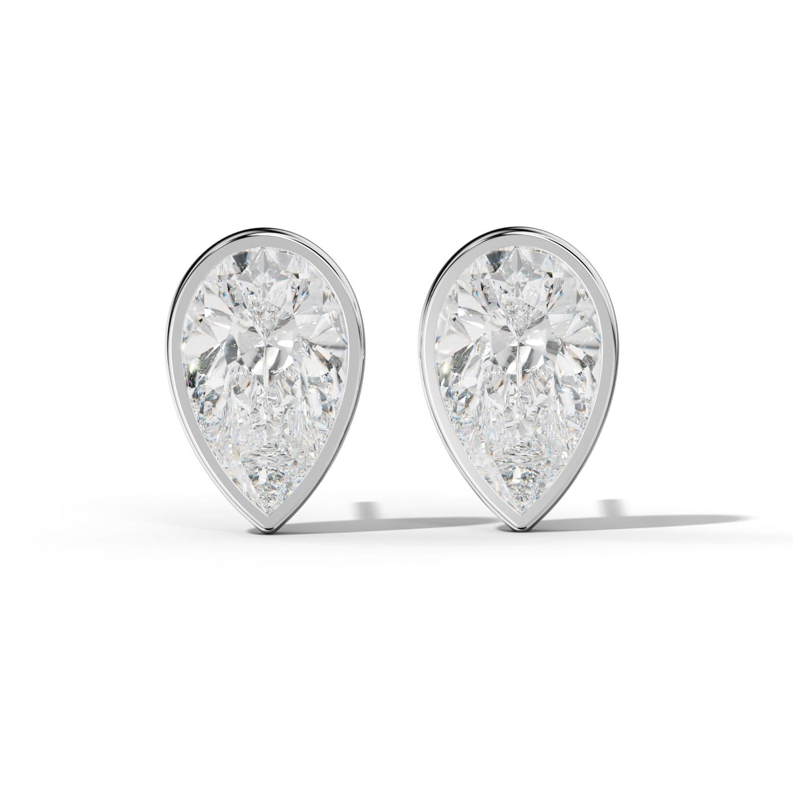 Pear Shape Diamond Stud Earrings With Martini Bezel Set